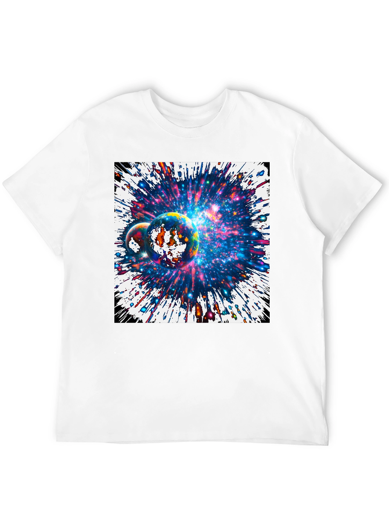 Black Cosmic Planets Graphic Tee - Black Cotton T-Shirt view 12