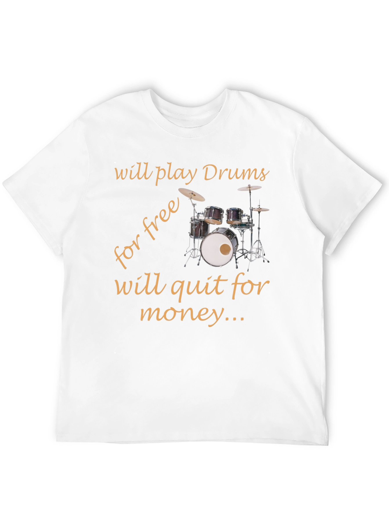 Black Funny Drummer T-Shirt - Play Drums Free, Quit For Money view 12
