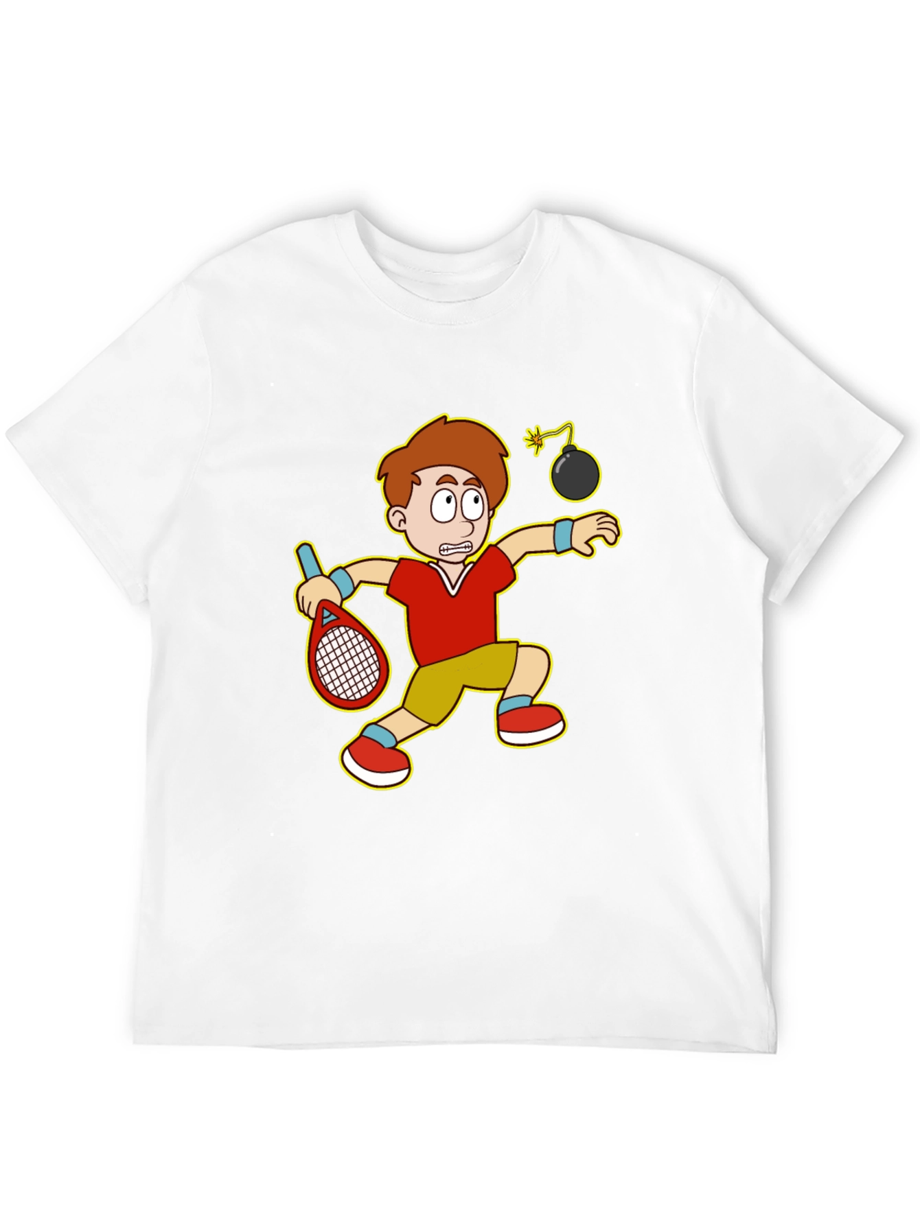 Black Funny Tennis Player Cartoon Graphic T-Shirt view 12
