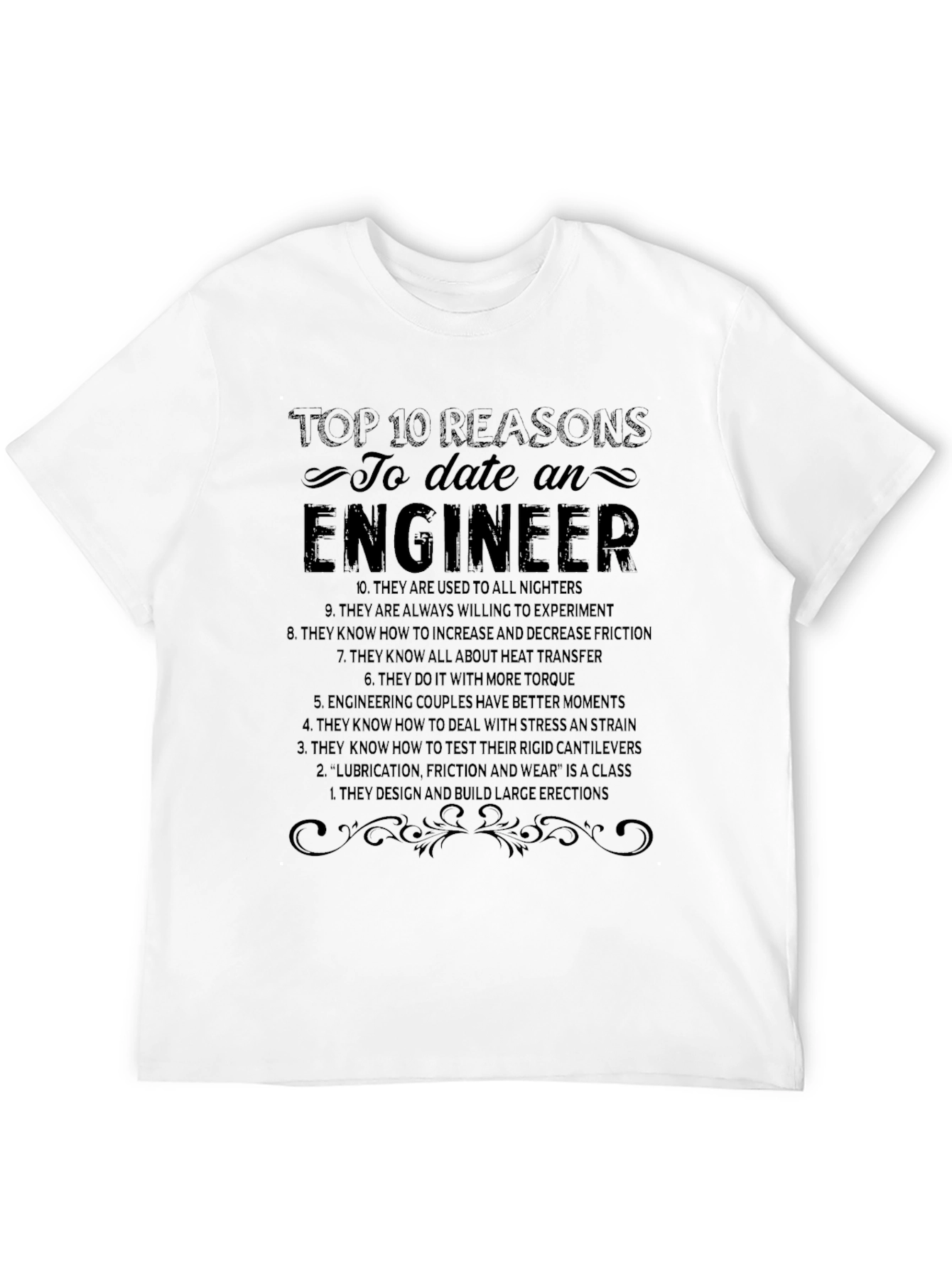 Black Top 10 Reasons to Date an Engineer T-Shirt view 12