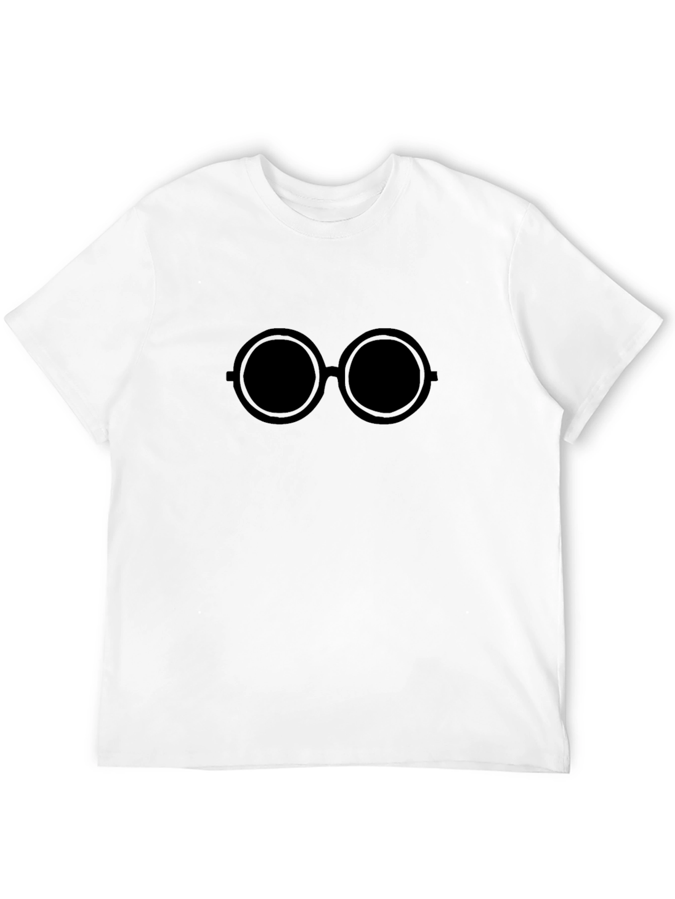 Black Black T-Shirt with Round Glasses Design view 12