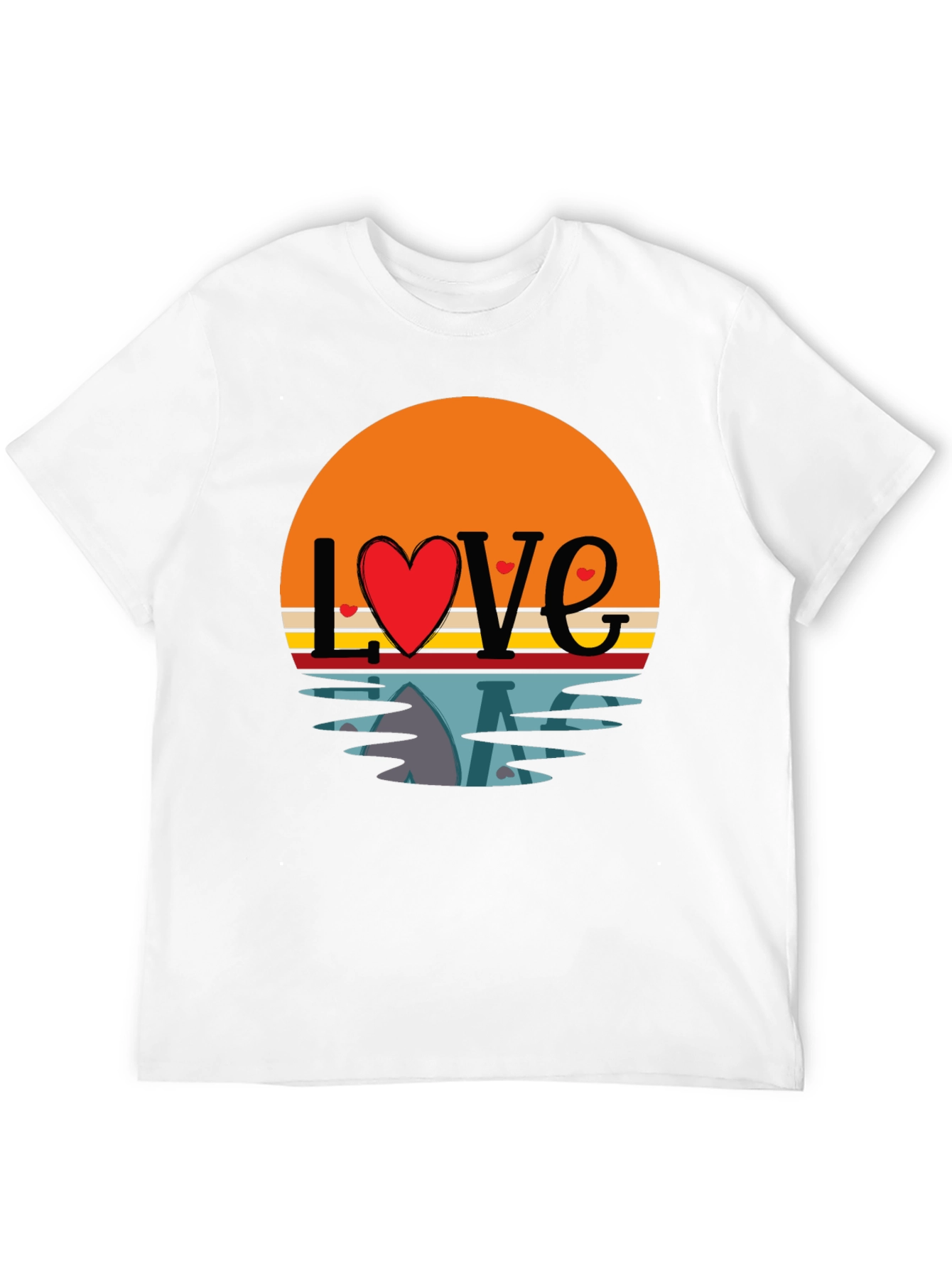 Black Retro Love Sunset Graphic T-Shirt view 12