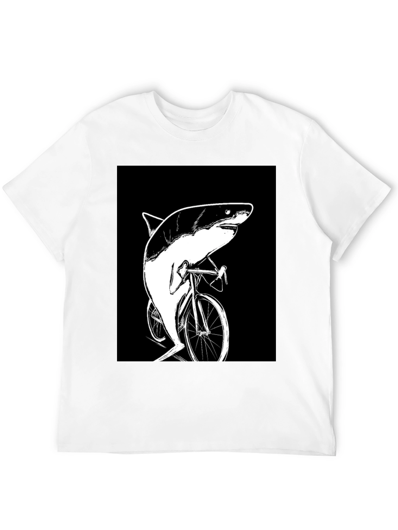 Black Shark on Bike T-Shirt - Funny Animal Graphic Tee view 12
