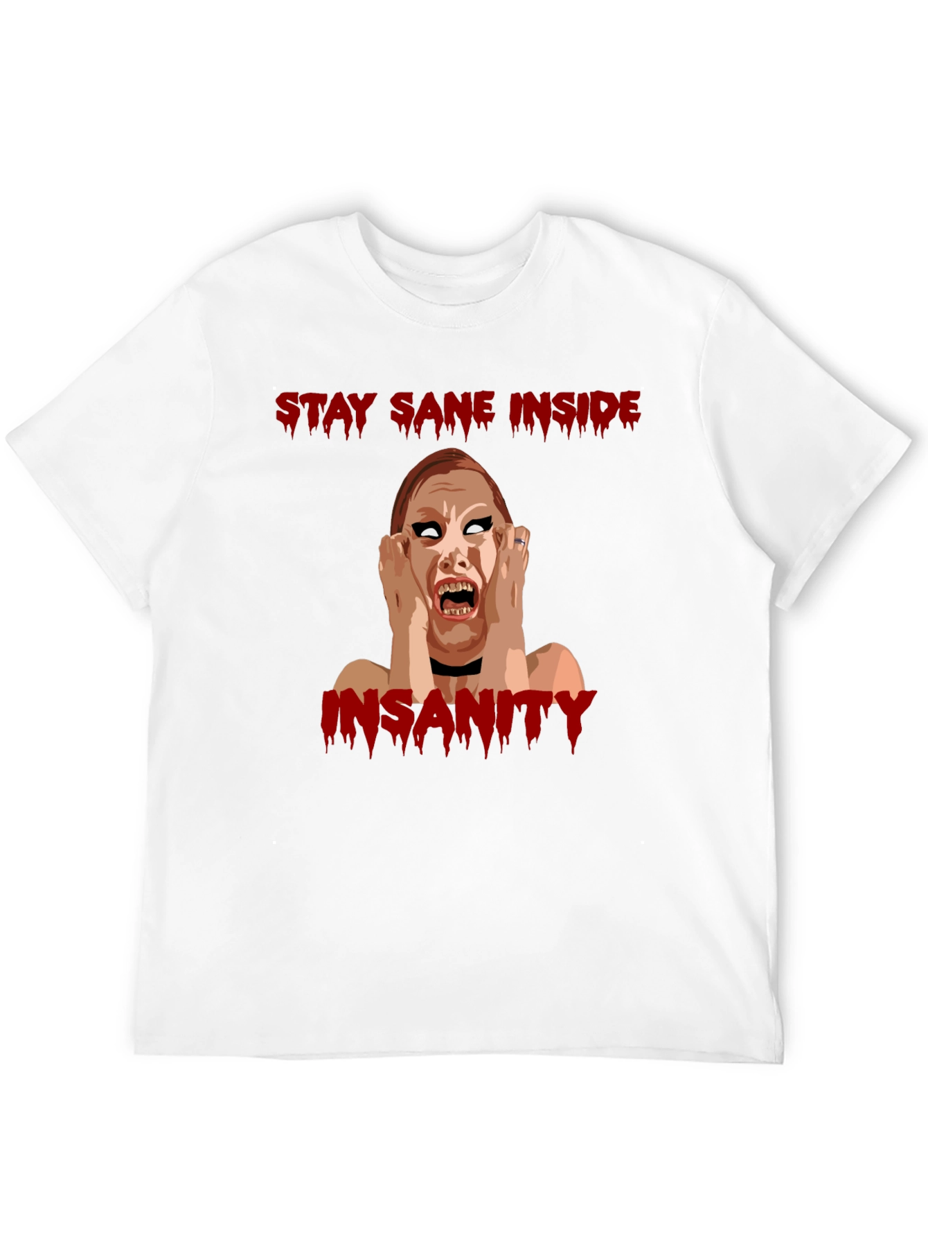 Black Stay Sane Inside Horror Graphic T-Shirt view 12
