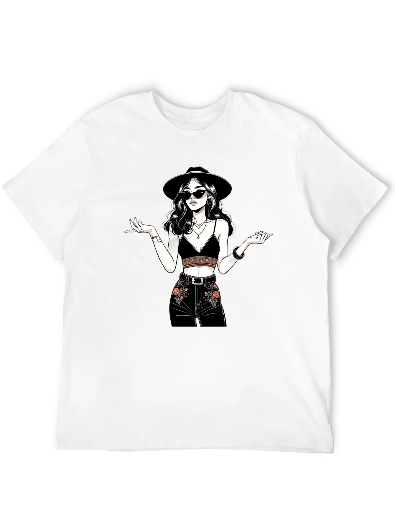 Black Stylish Graphic Print T-Shirt - Boho Chic view 12