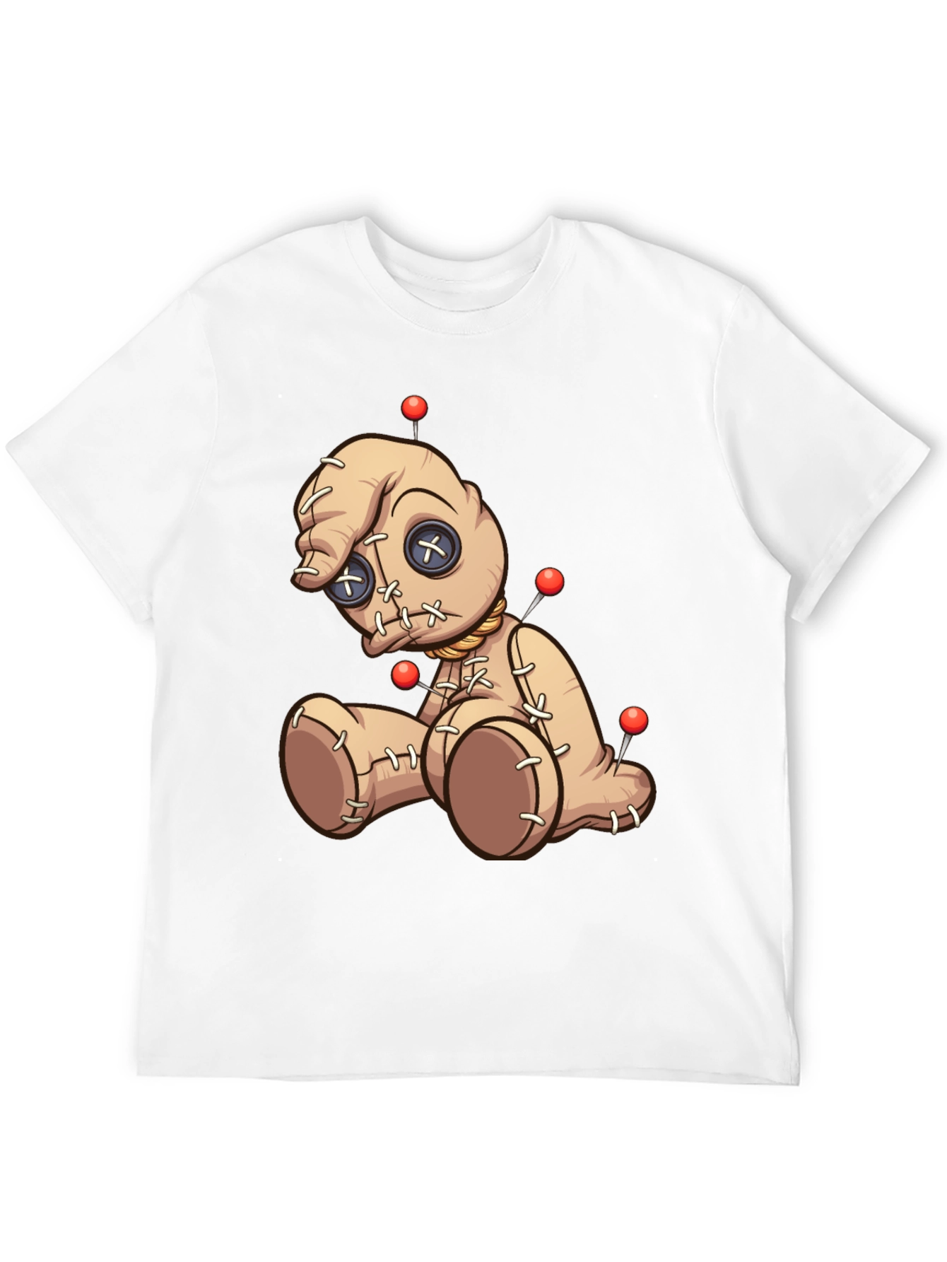 Black Voodoo Doll Graphic Print T-Shirt - Black view 12