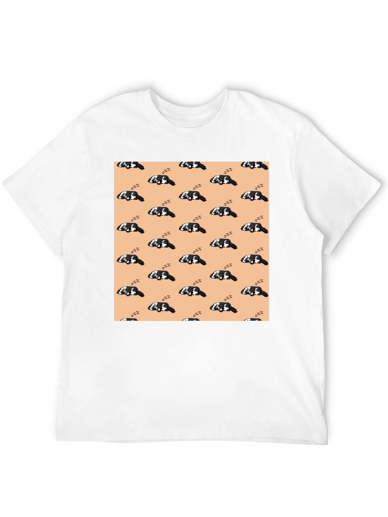 Cute Sleeping Dog Pattern Black T-Shirt - 12