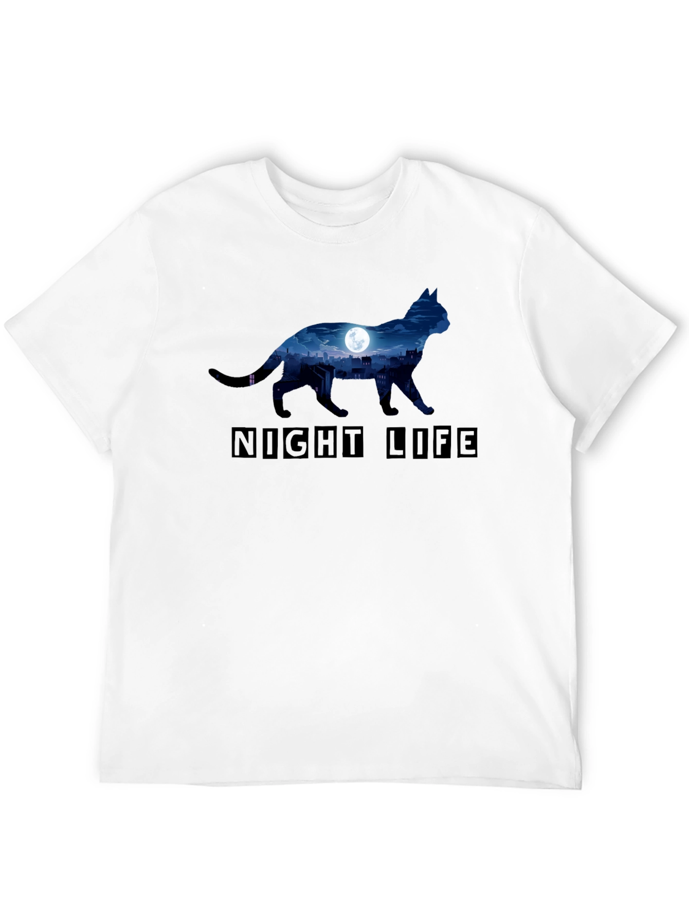 Night Life Cat Graphic T-Shirt - 12