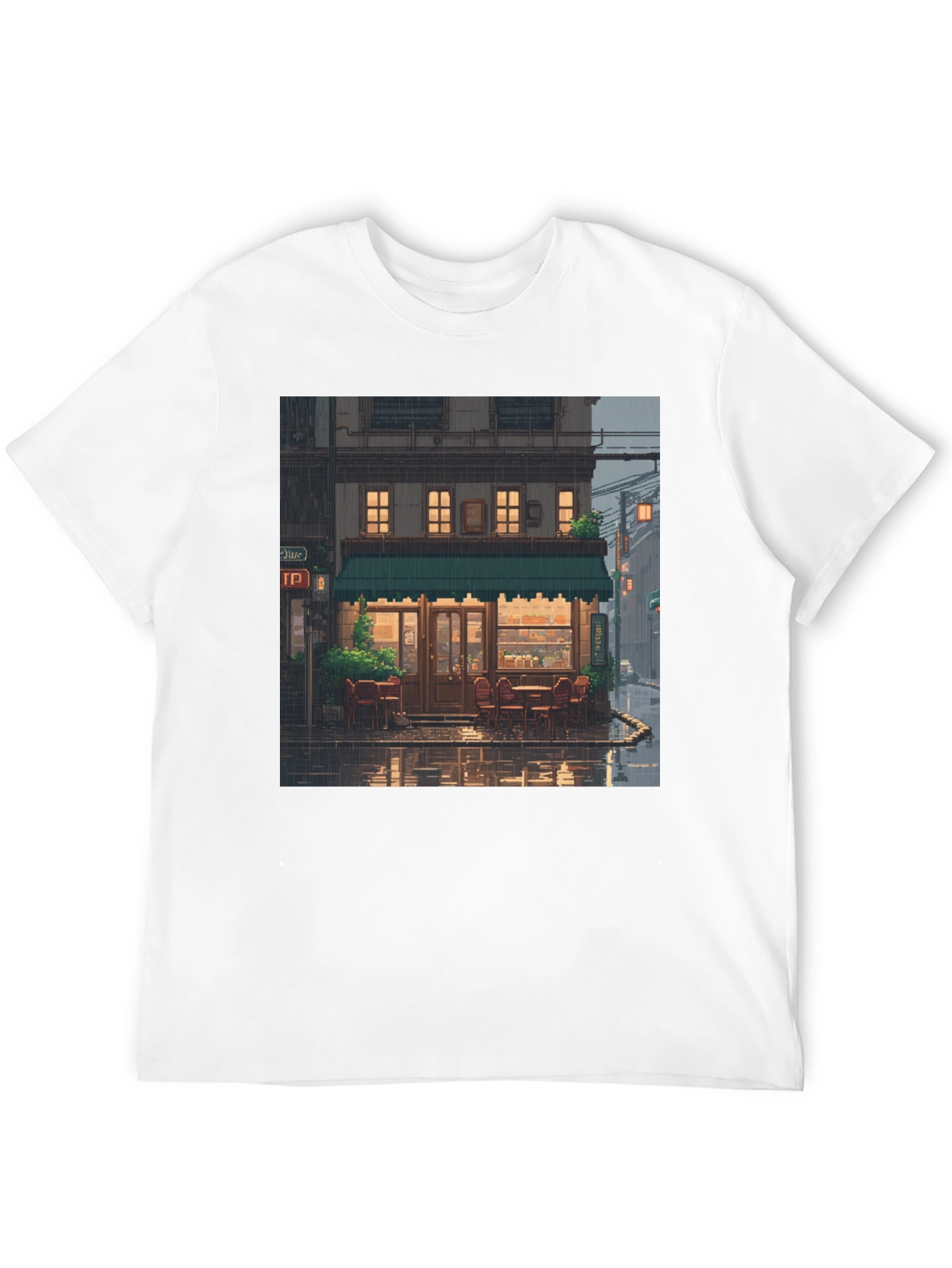 Black Rainy Day Cafe T-Shirt view 12