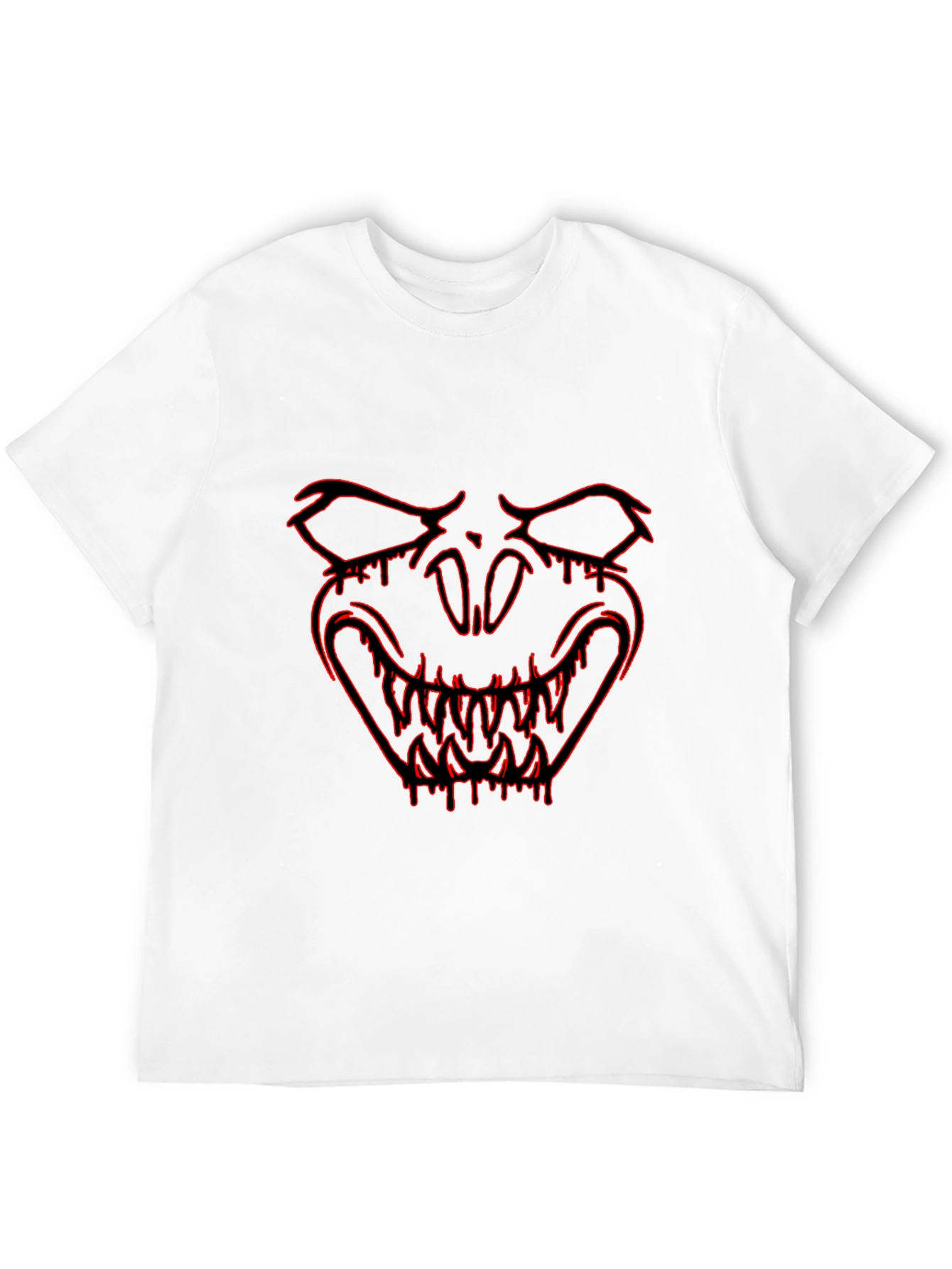 Black Men's Black T-Shirt with Red Monster Graphic view 12