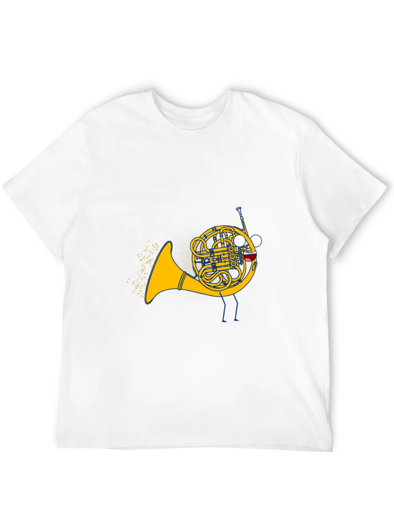 Black Musical French Horn Cartoon T-Shirt view 12