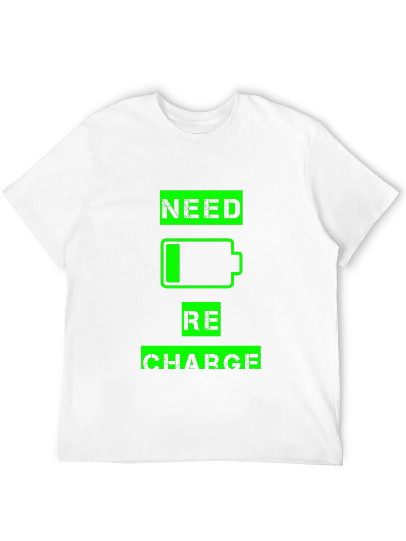 Black Need Recharge T-Shirt - Black Crew Neck Graphic Tee view 12