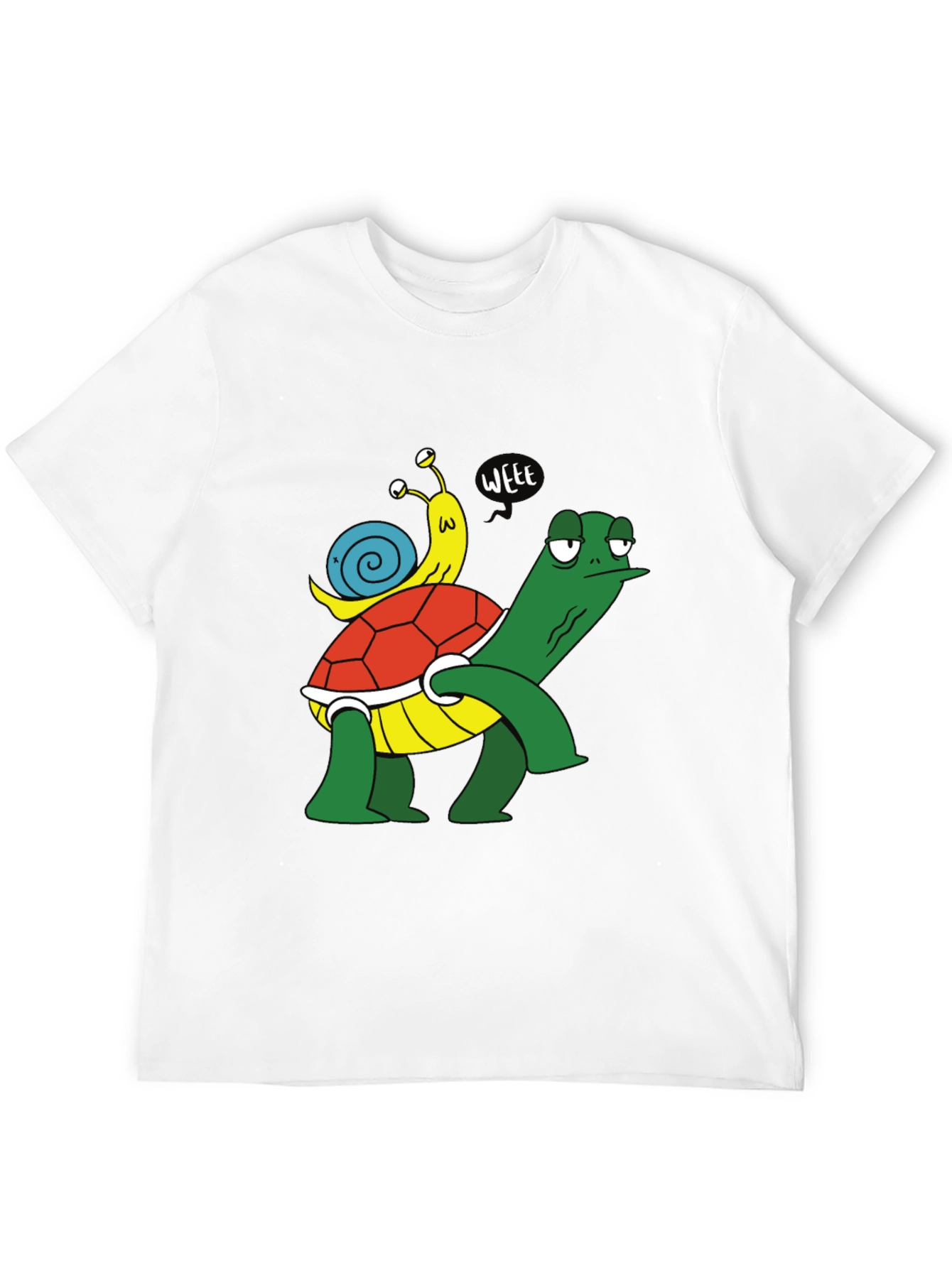 Black Funny Turtle and Snail Cartoon Black T-Shirt view 12