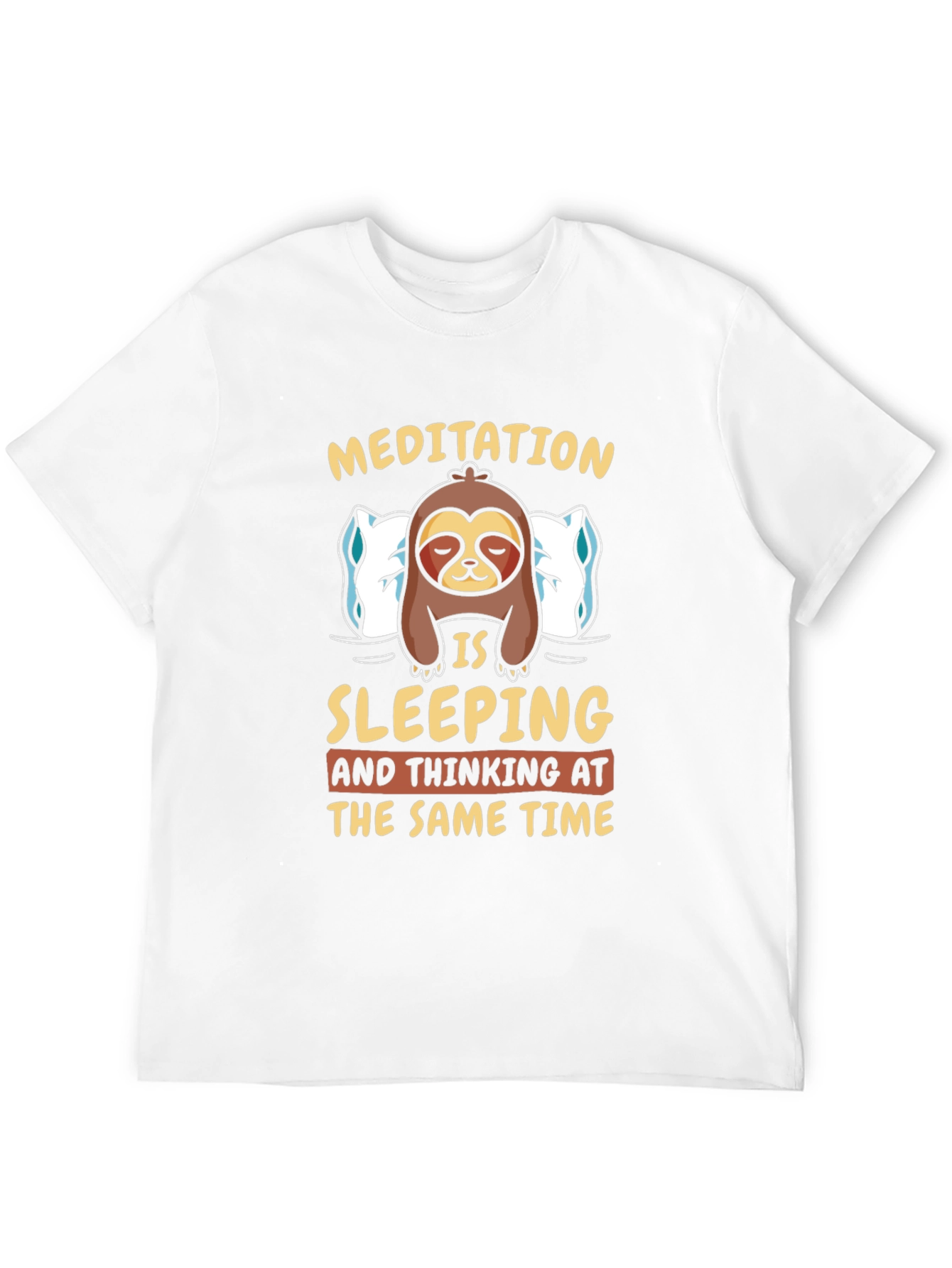 Meditation Sloth Graphic Tee: Sleeping & Thinking T-Shirt - 12