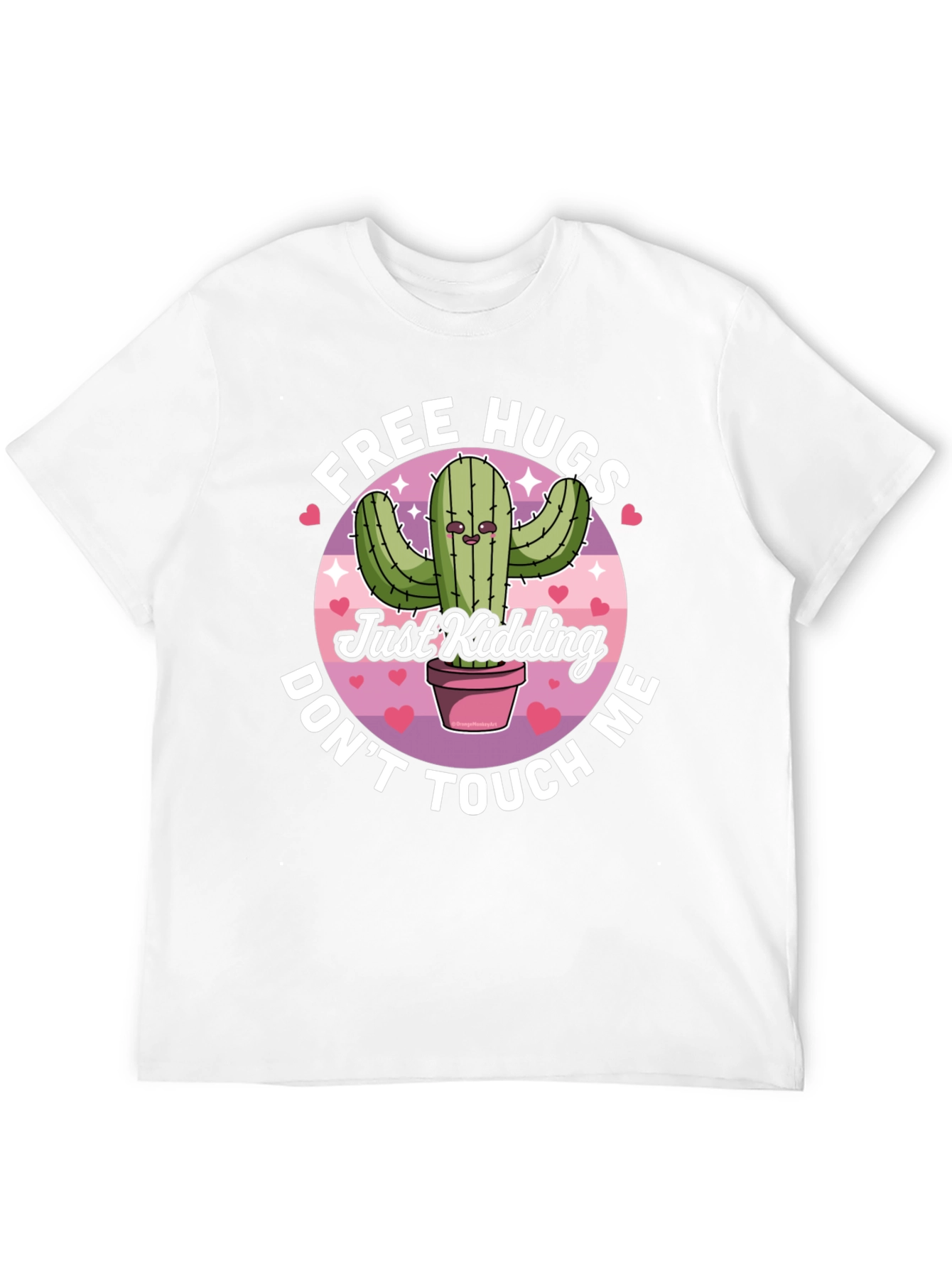 Black Funny Cactus Free Hugs T-Shirt - Don't Touch Me view 12