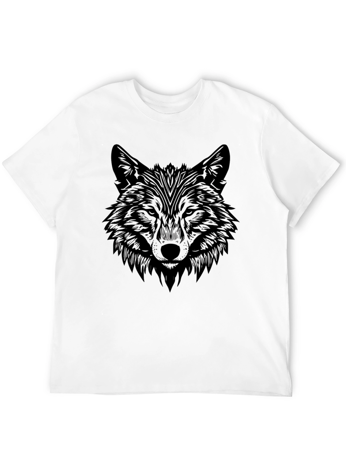 Black Wolf Graphic Print Black T-Shirt for Men view 12