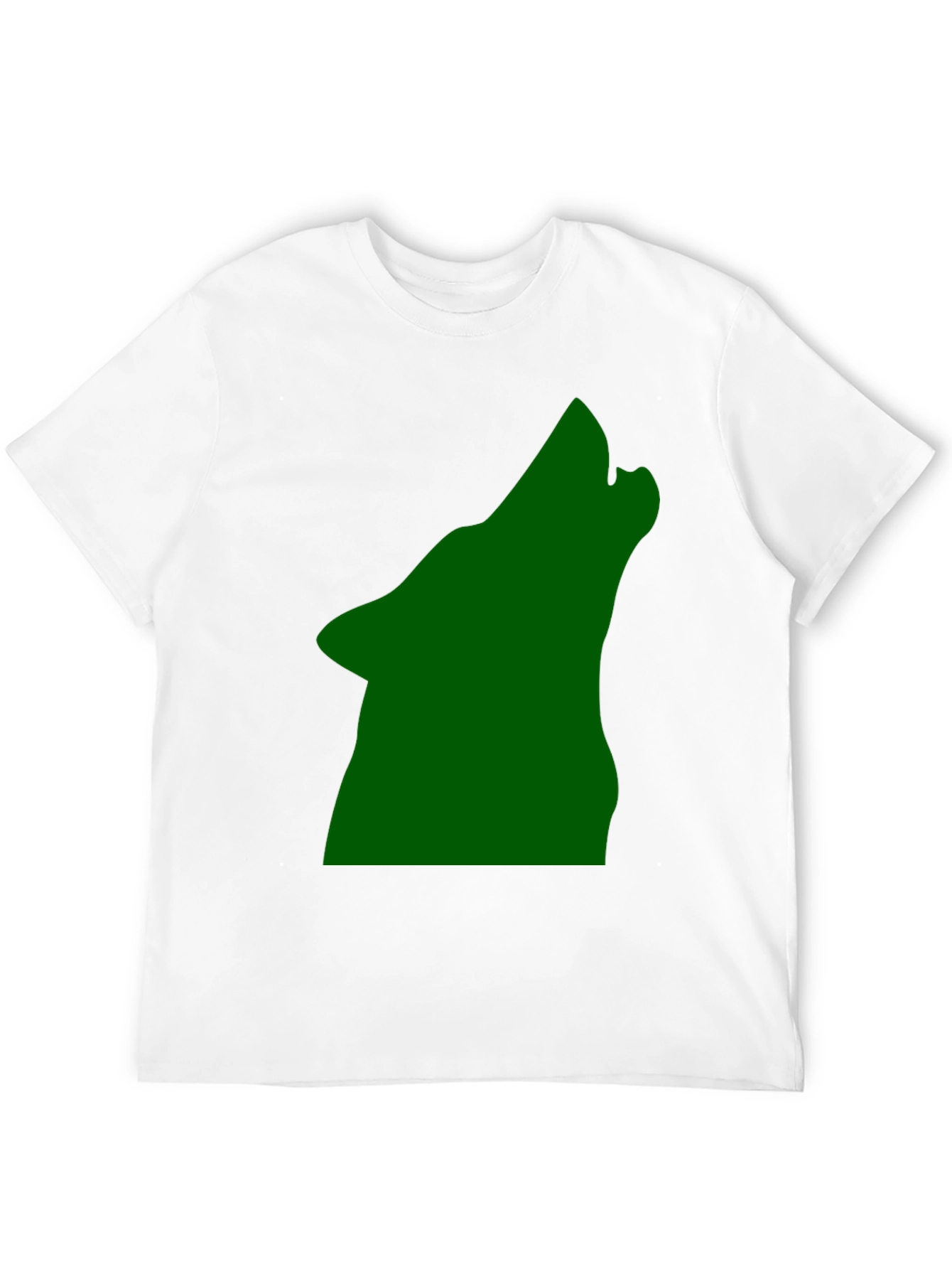 Black Black T-Shirt with Green Howling Wolf Design view 12