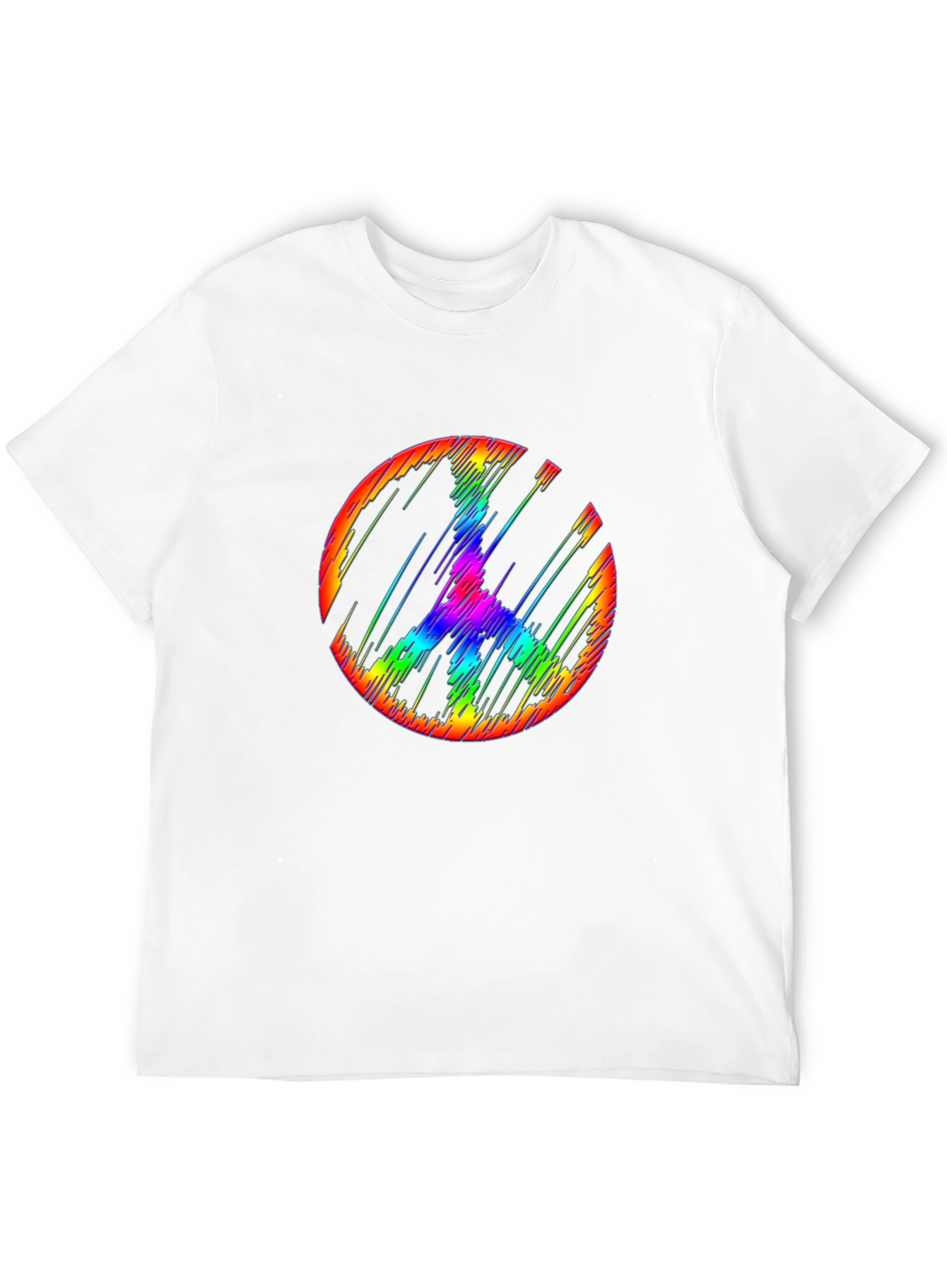 Black Rainbow Peace Sign Graphic Tee - Mens Black T-Shirt view 12