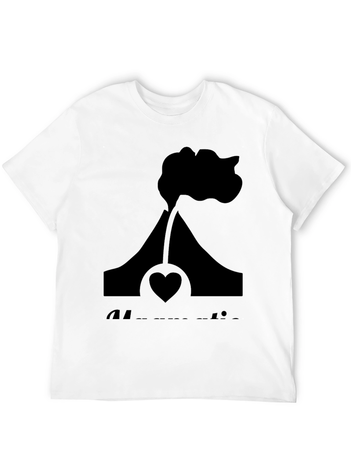 Black Volcano Heart Graphic Tee - Black Casual Shirt view 12