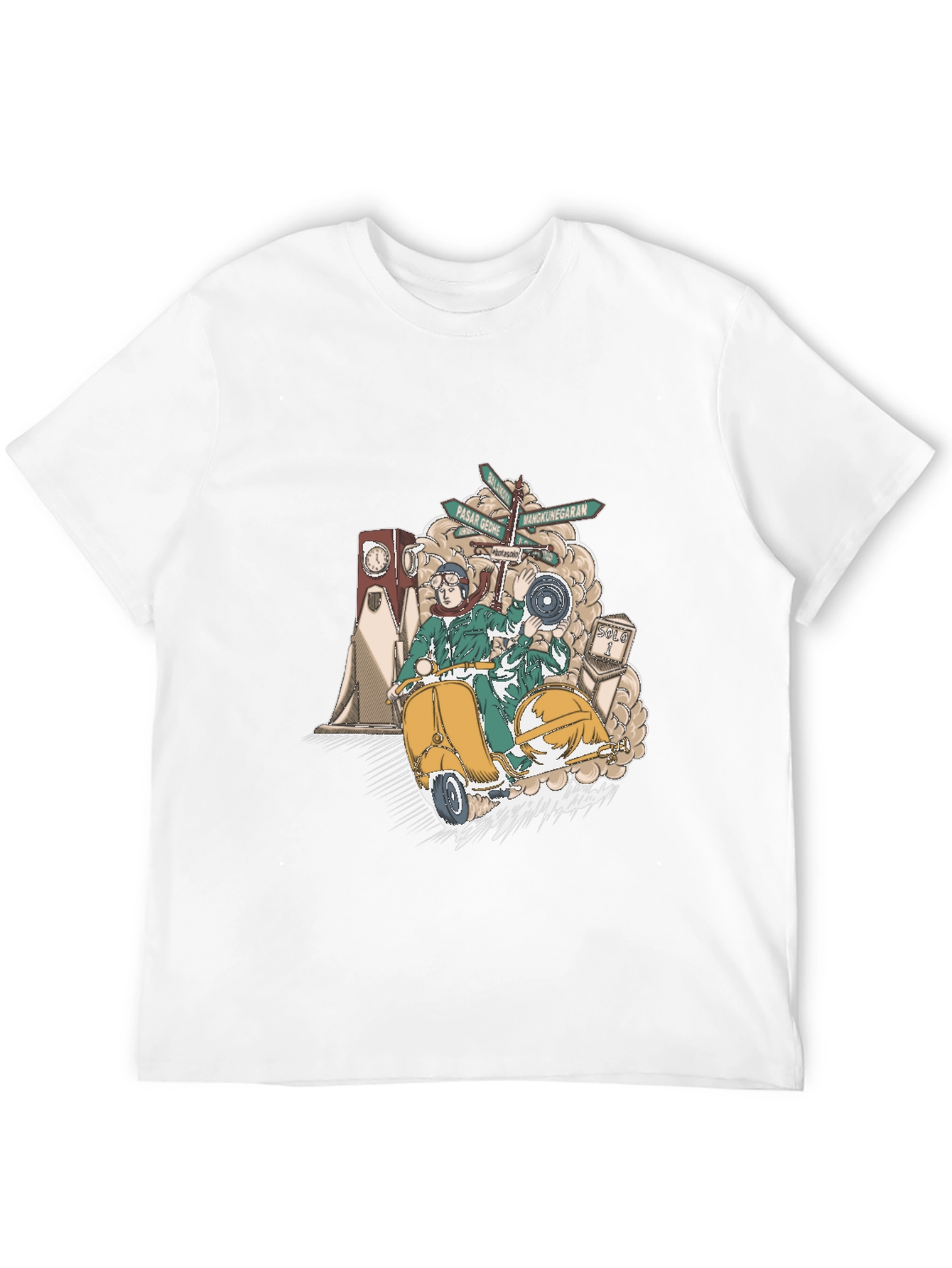 Black Vintage Scooter Graphic Tee - Retro Style view 12