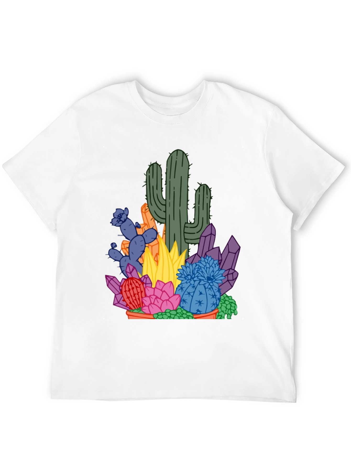 Black Cactus & Crystal Graphic Tee - Black Cotton Casual Shirt view 12