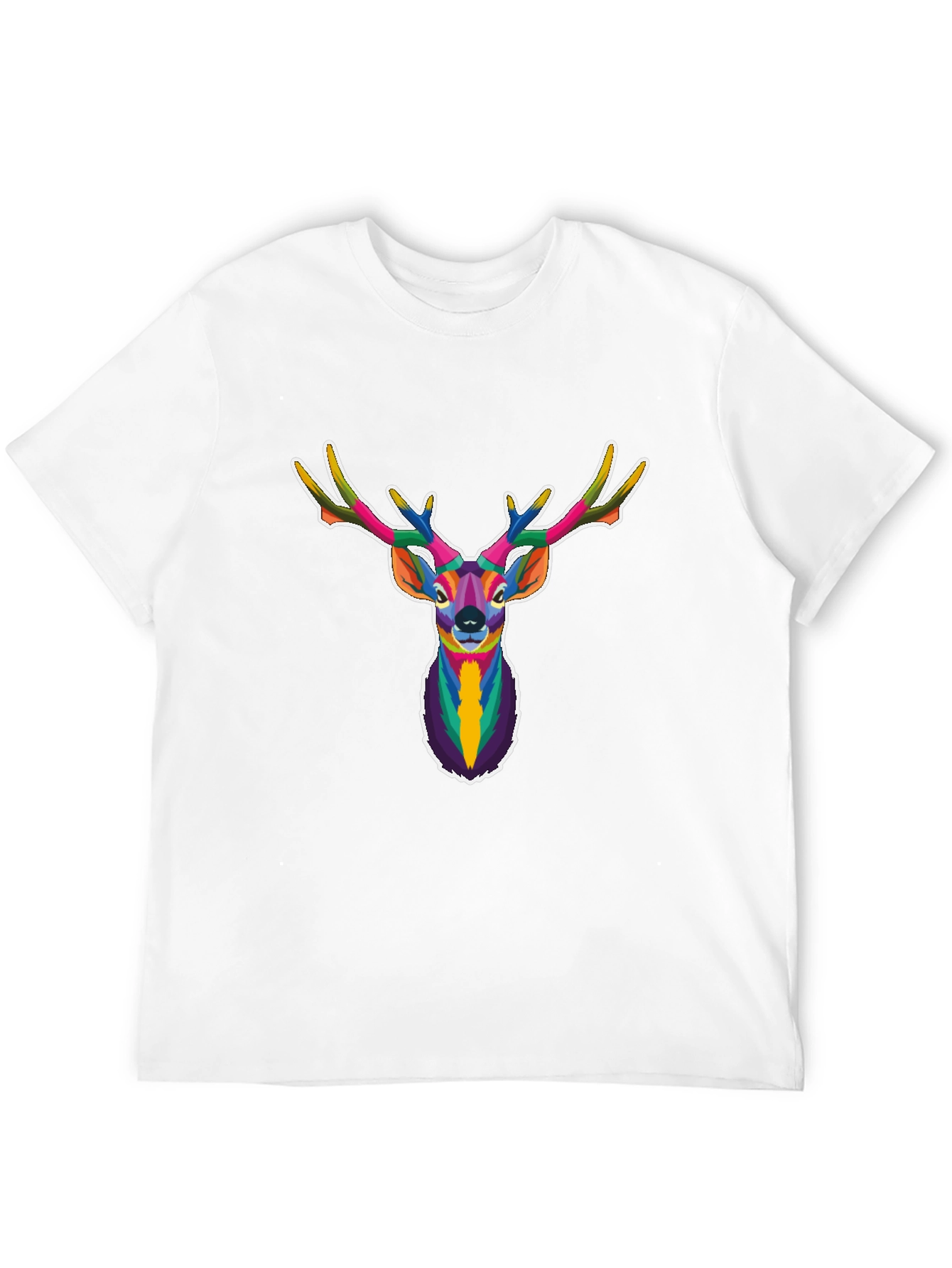 Black Geometric Deer Head Graphic Tee - Black view 12