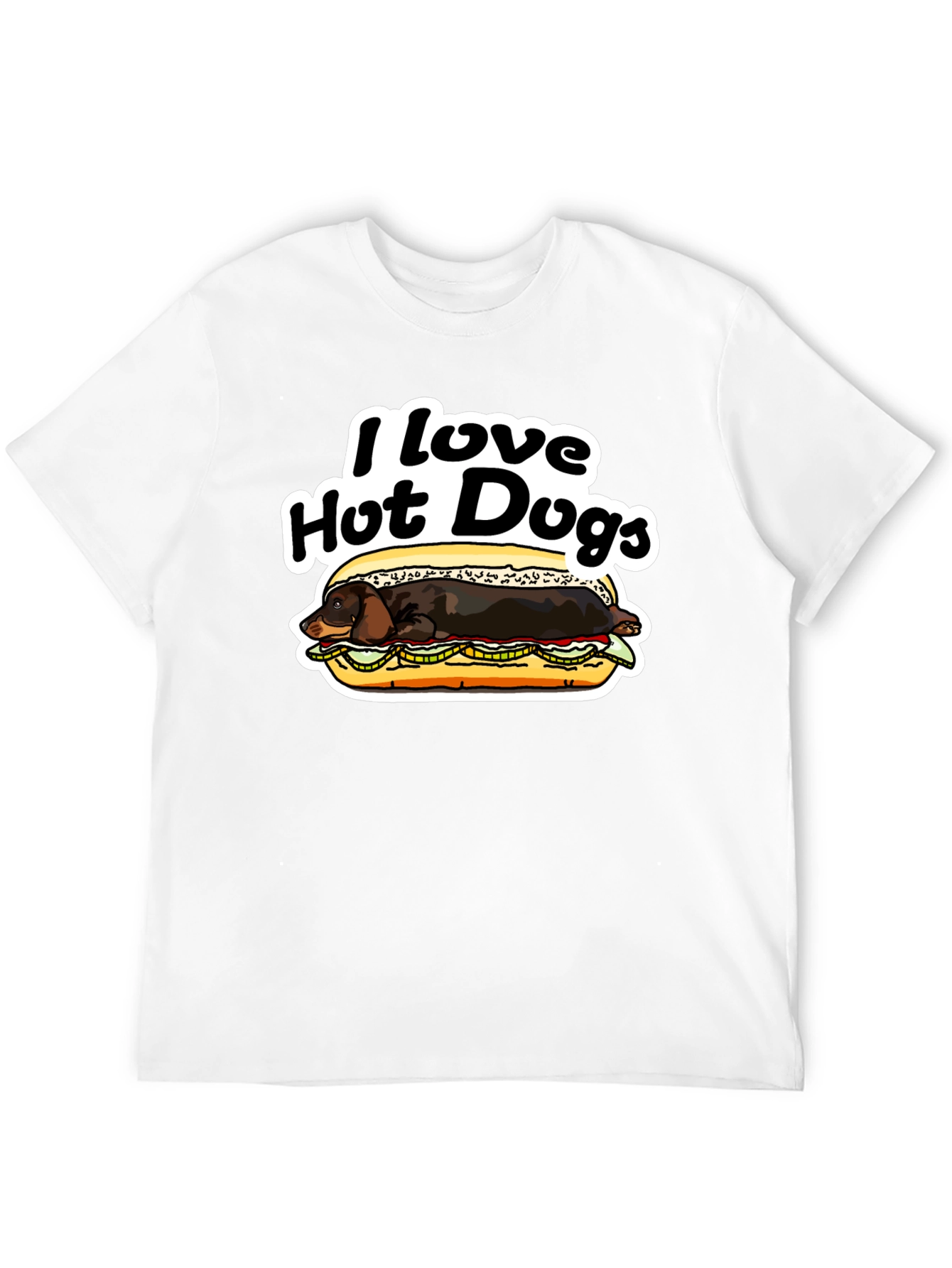 Black I Love Hot Dogs T-Shirt Dachshund Humor Tee view 12