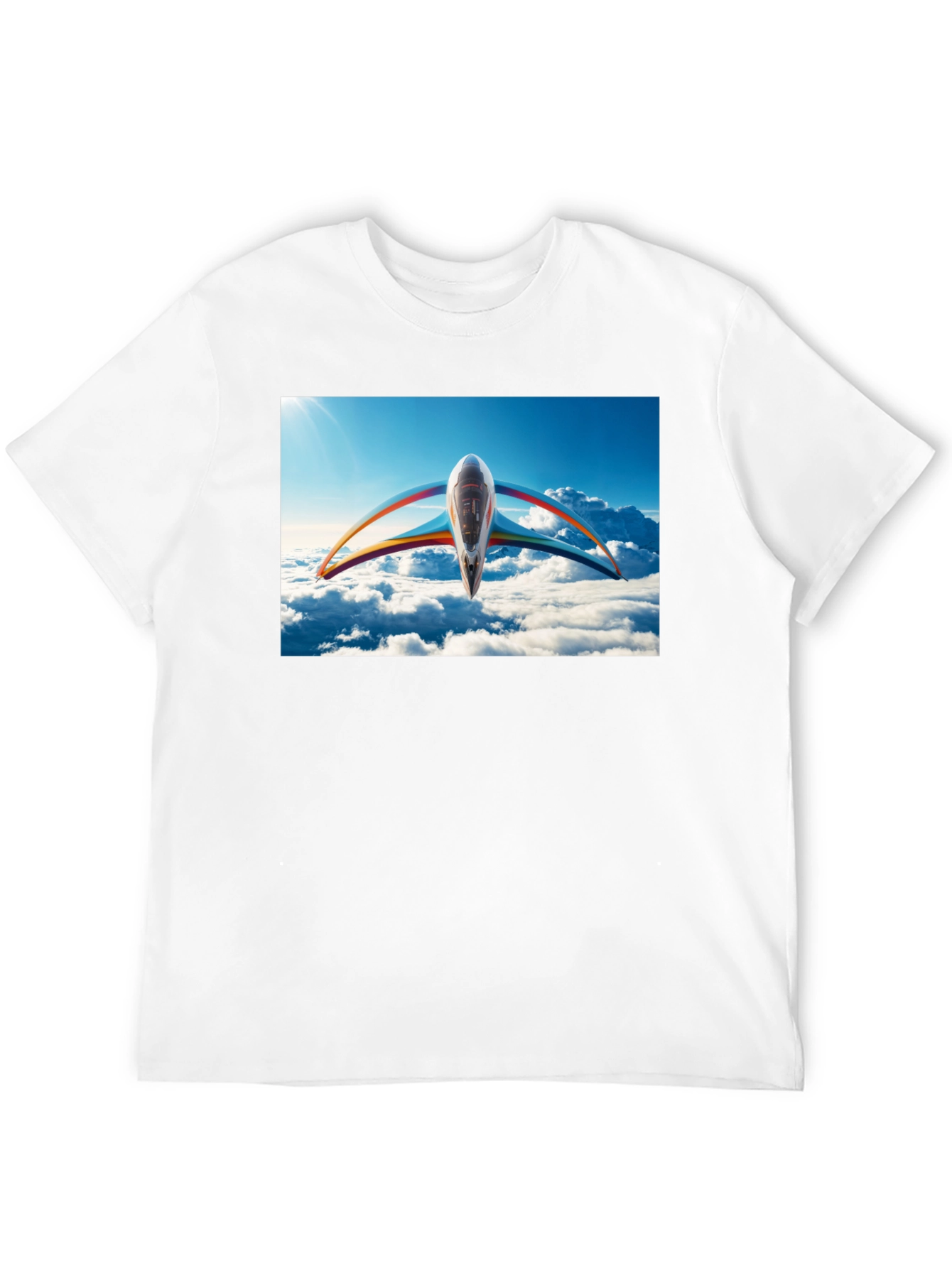 Black Futuristic Plane Graphic T-Shirt view 12