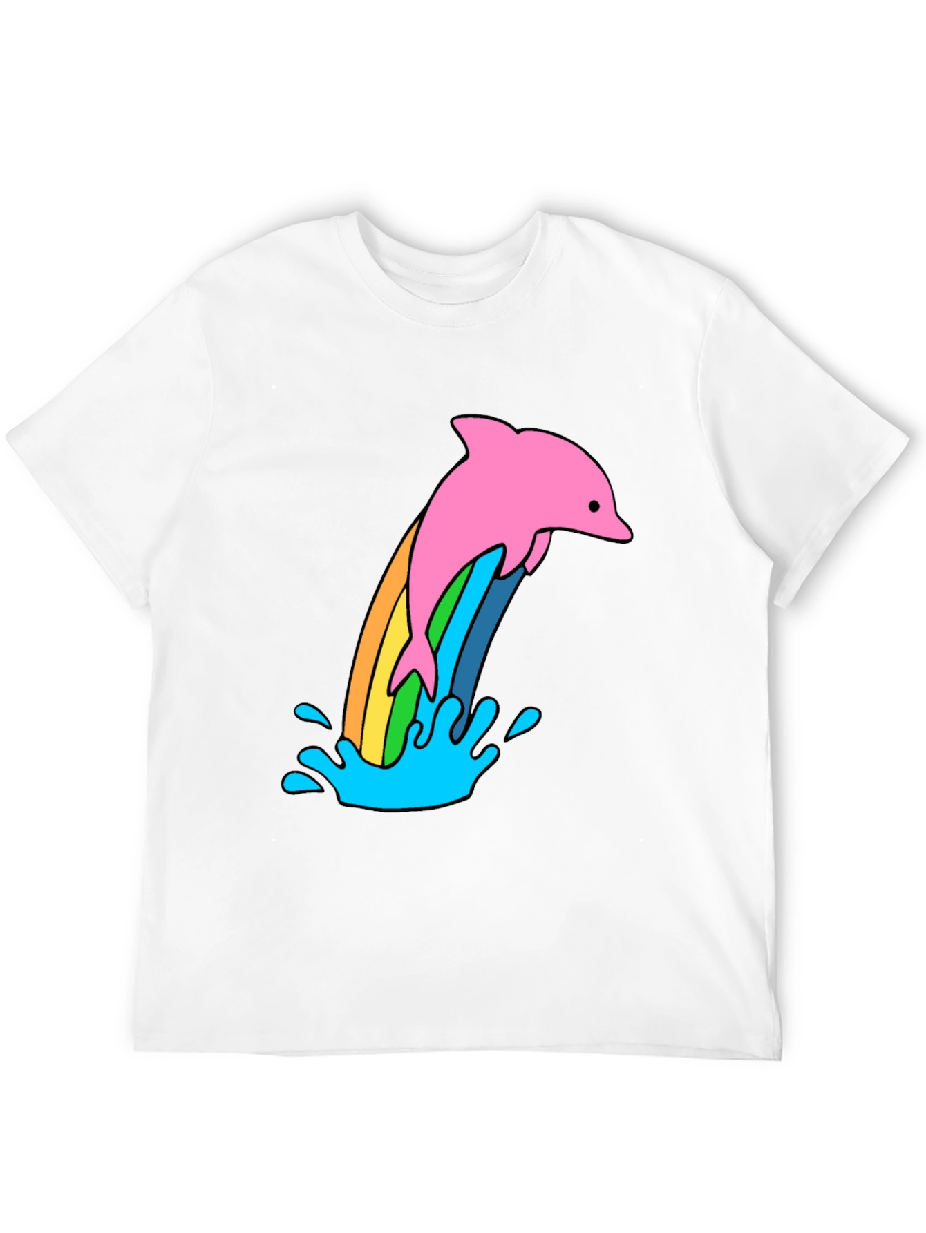 Black Rainbow Dolphin Black T-Shirt view 12