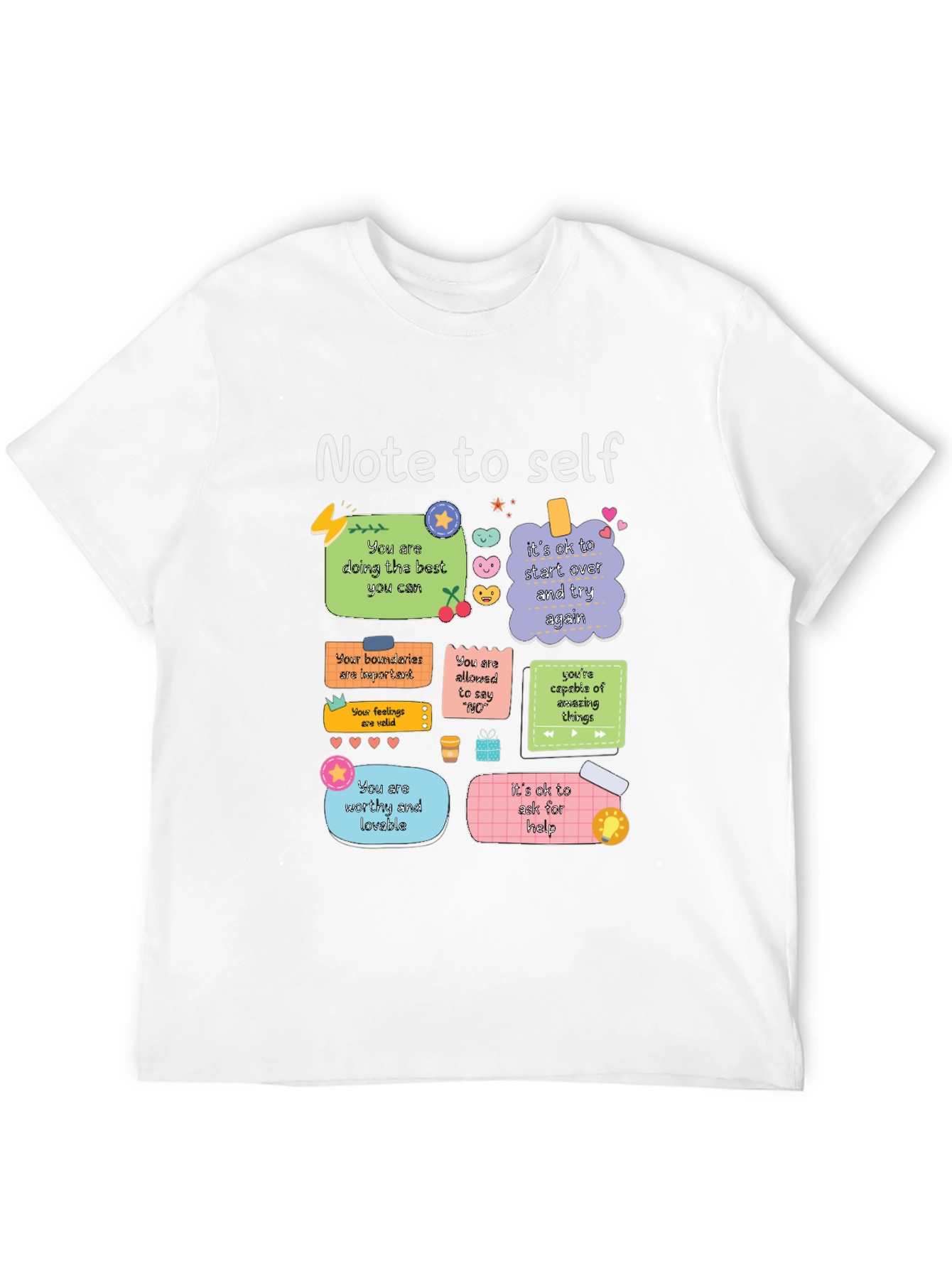 Black Note to Self Graphic T-Shirt, Positive Affirmations Tee view 12