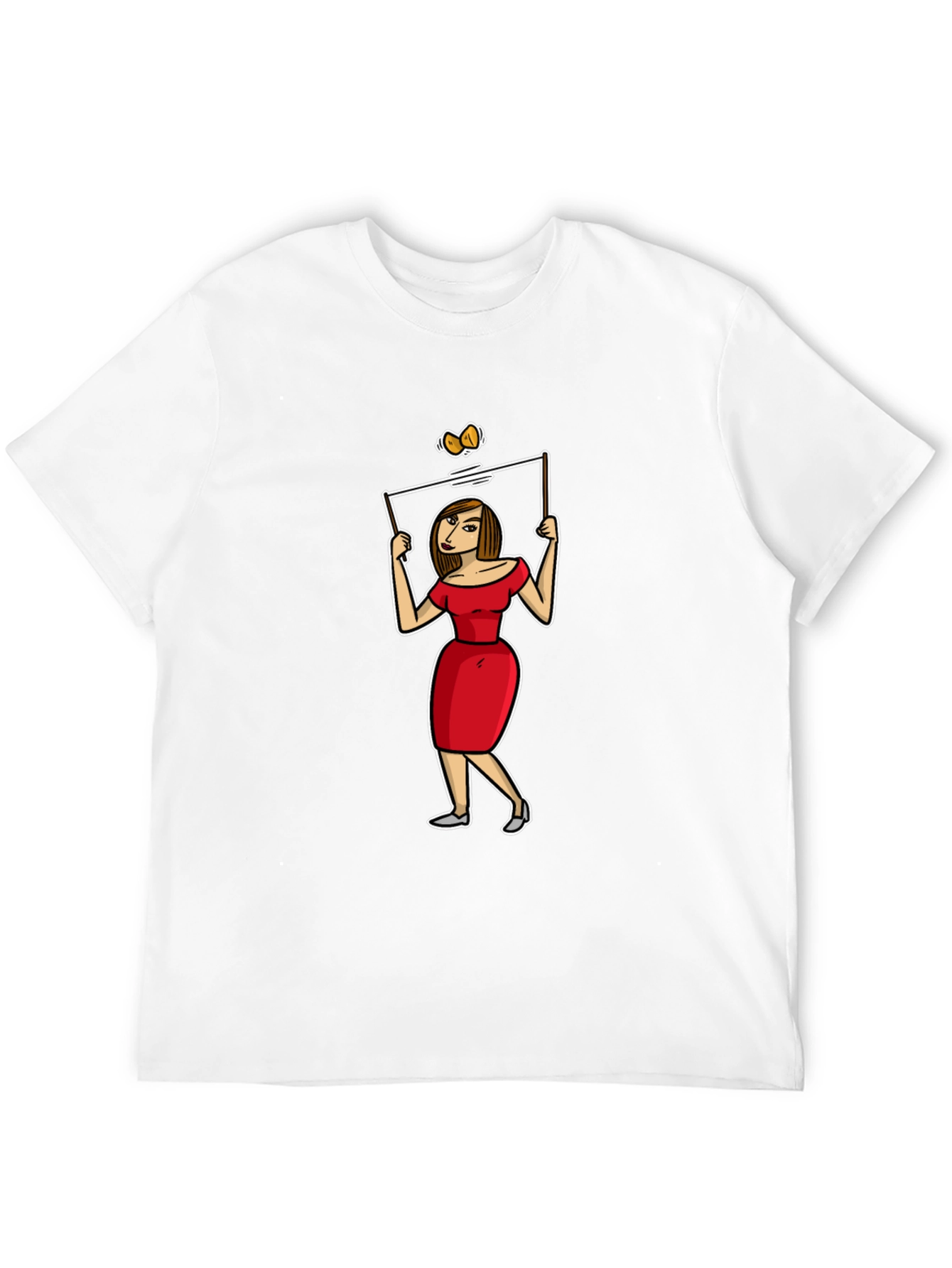 Black Cartoon Woman T-Shirt - Quirky Graphic Tee view 12