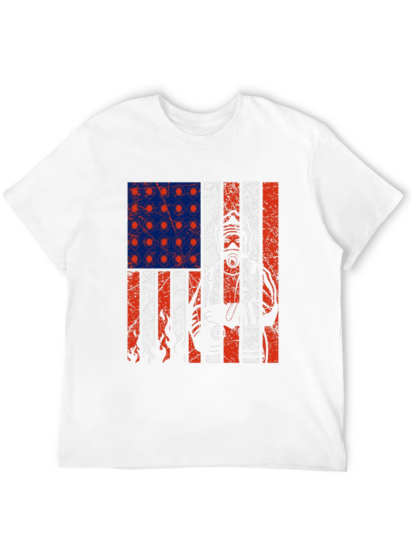 Black Firefighter American Flag Graphic T-Shirt view 12