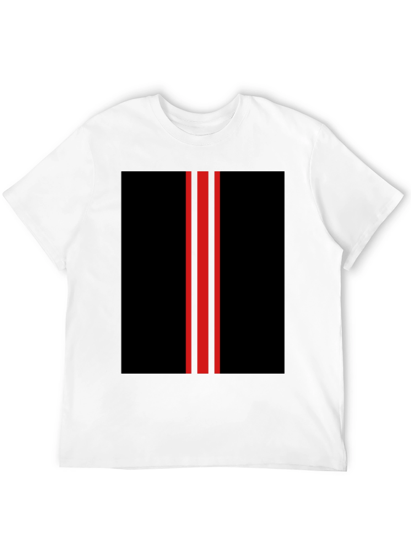 Black Black T-Shirt with Red Racing Stripes Design view 12
