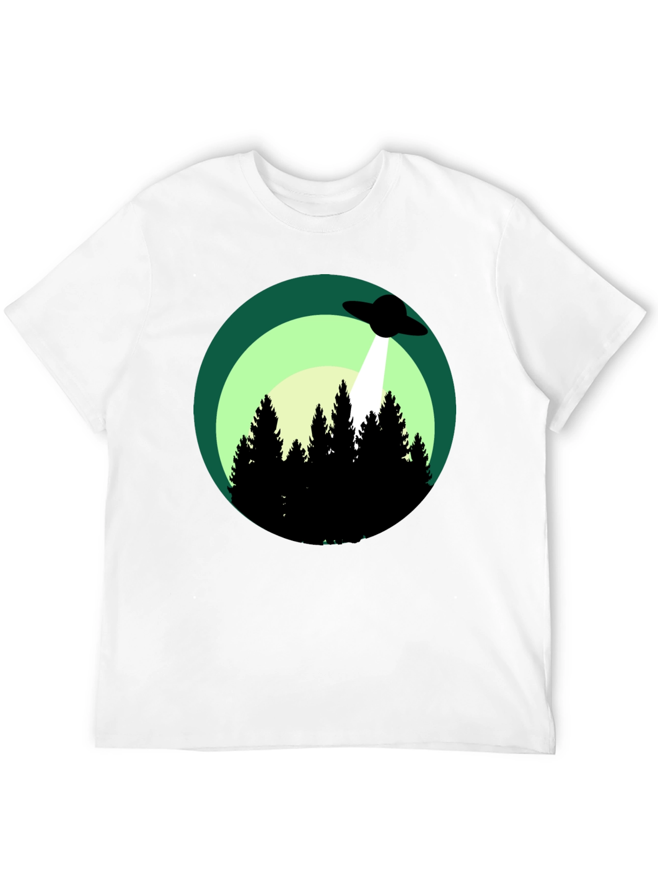 Black UFO Abduction Graphic Tee - Forest Scene Black T-Shirt view 12