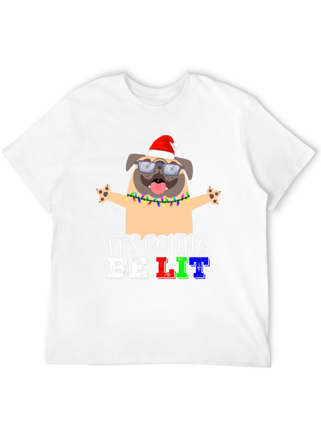Black It's Gonna Be Lit Pug Christmas T-Shirt view 12