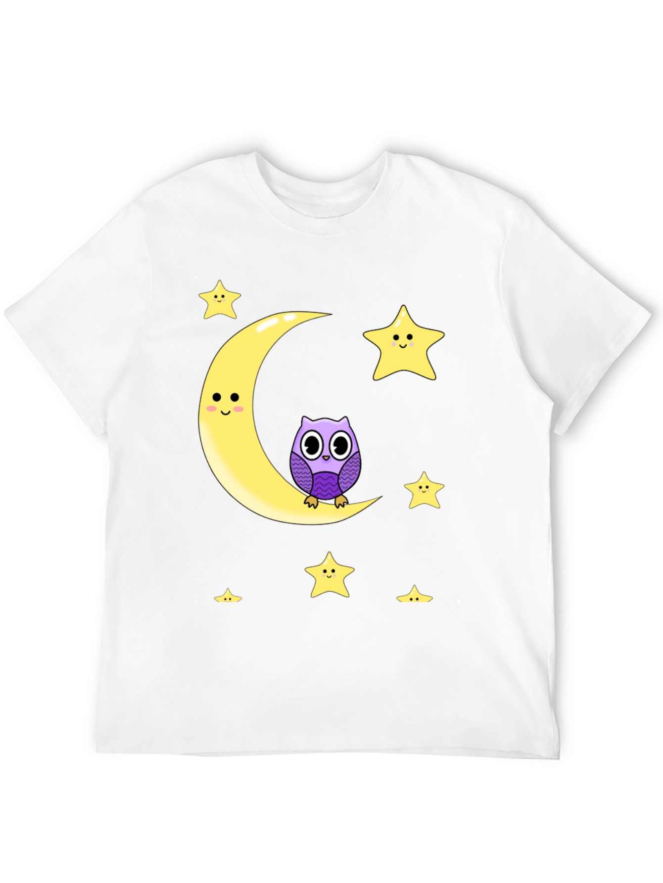 Black Cute Owl on Moon Graphic T-Shirt - Black Cotton Blend view 12