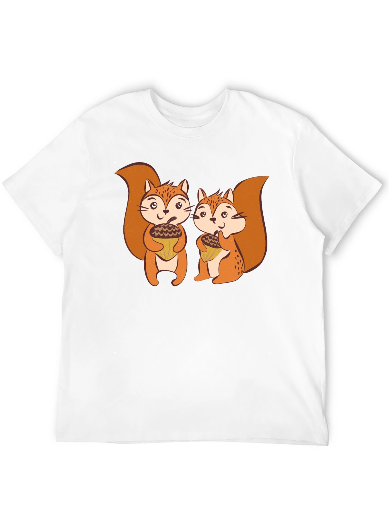 Black Cute Squirrels Holding Acorns Black T-Shirt view 12