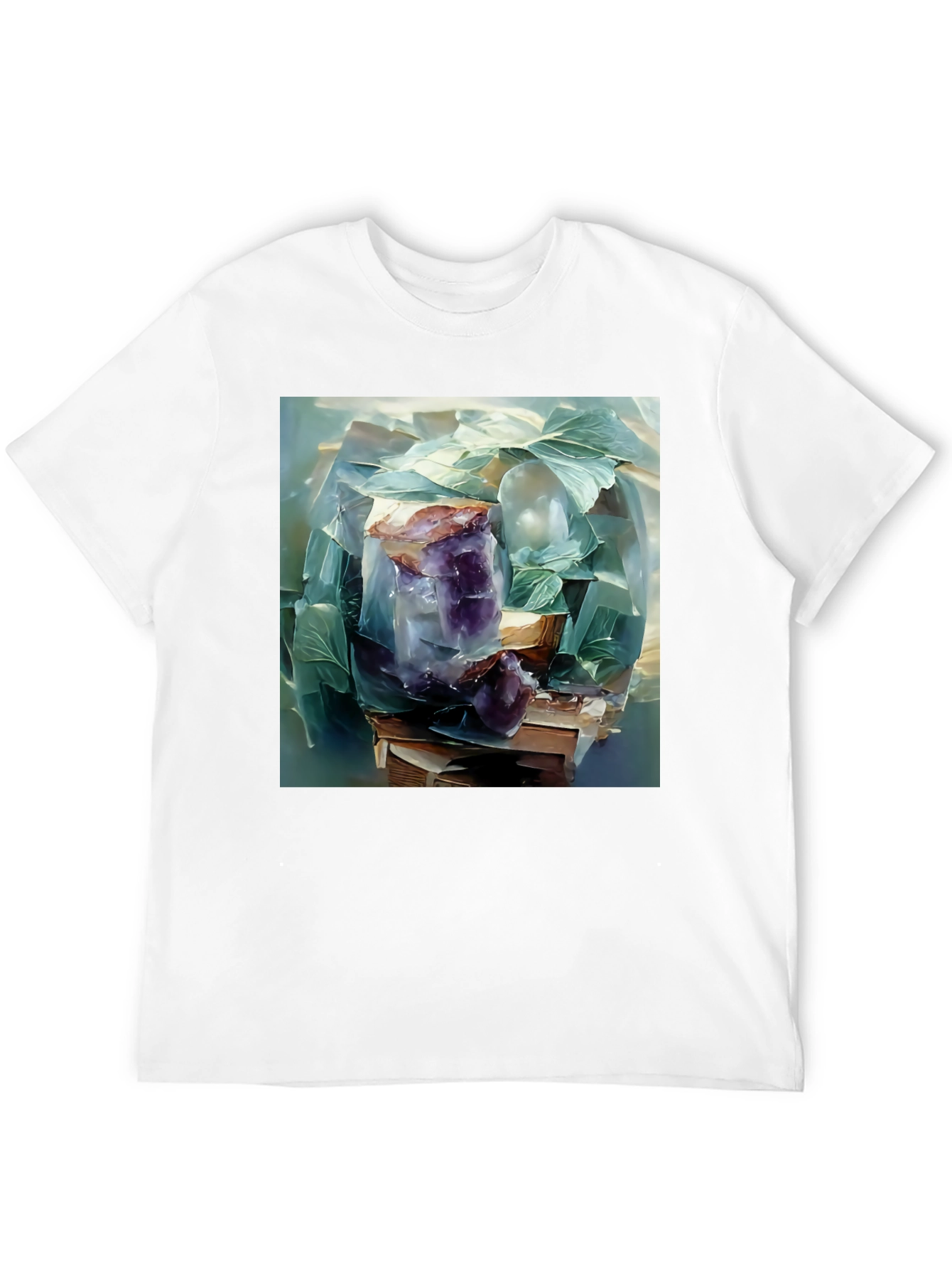 Black Amethyst Crystal Stack T-Shirt - Artistic Graphic Tee view 12