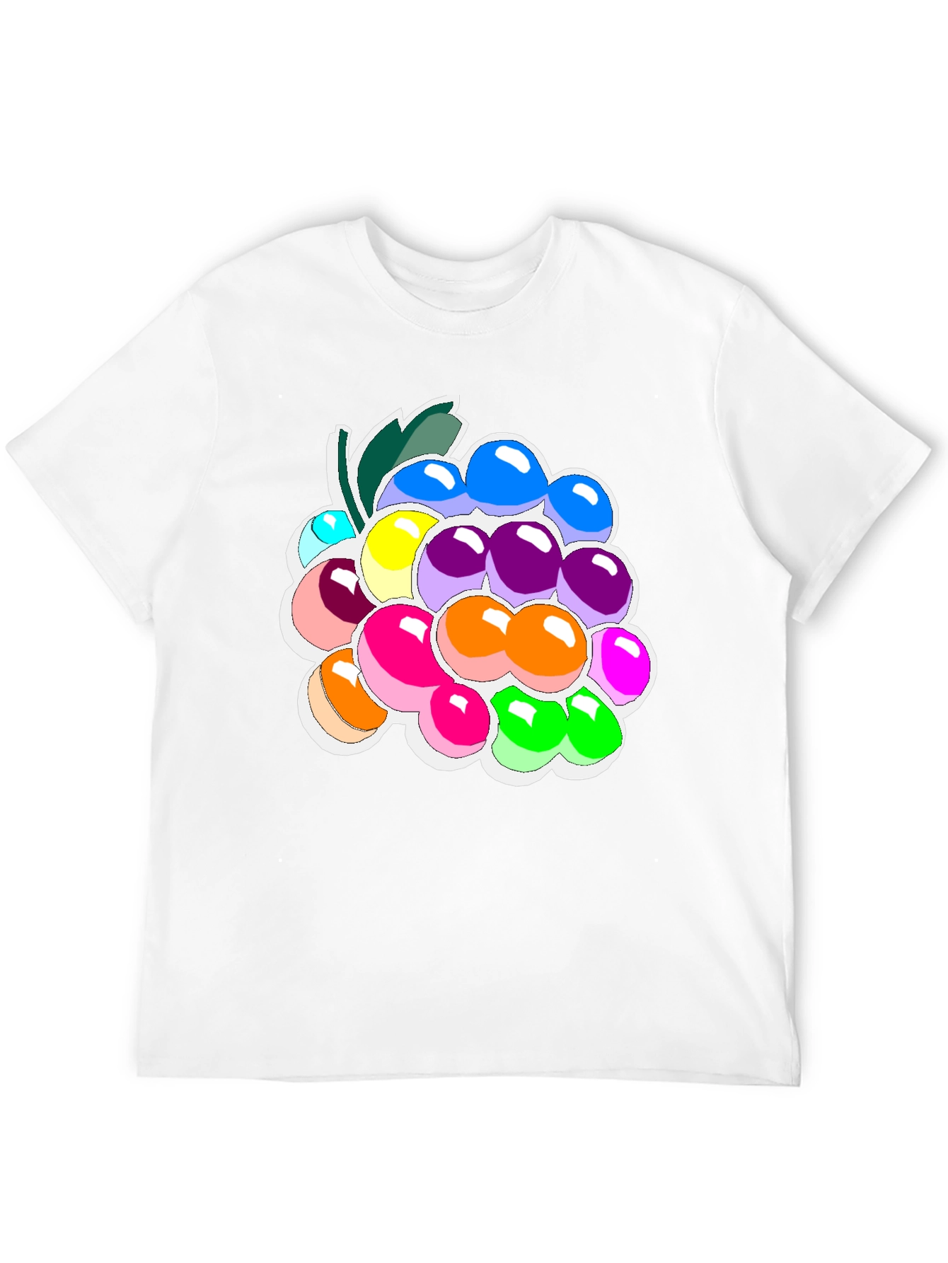 Black Colorful Grapes Graphic Tee - Fruit Lover's T-Shirt view 12