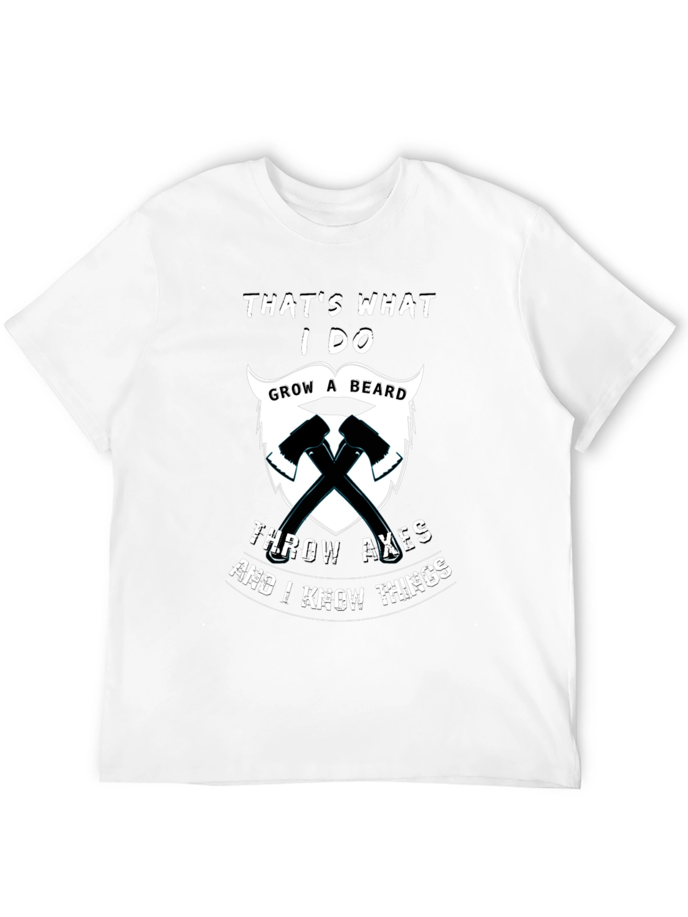 Black Humorous "Grow a Beard, Throw Axes" Graphic T-Shirt view 12