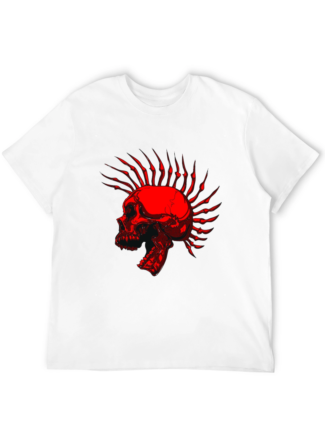 Black Skull Mohawk Graphic T-Shirt - Edgy Style view 12