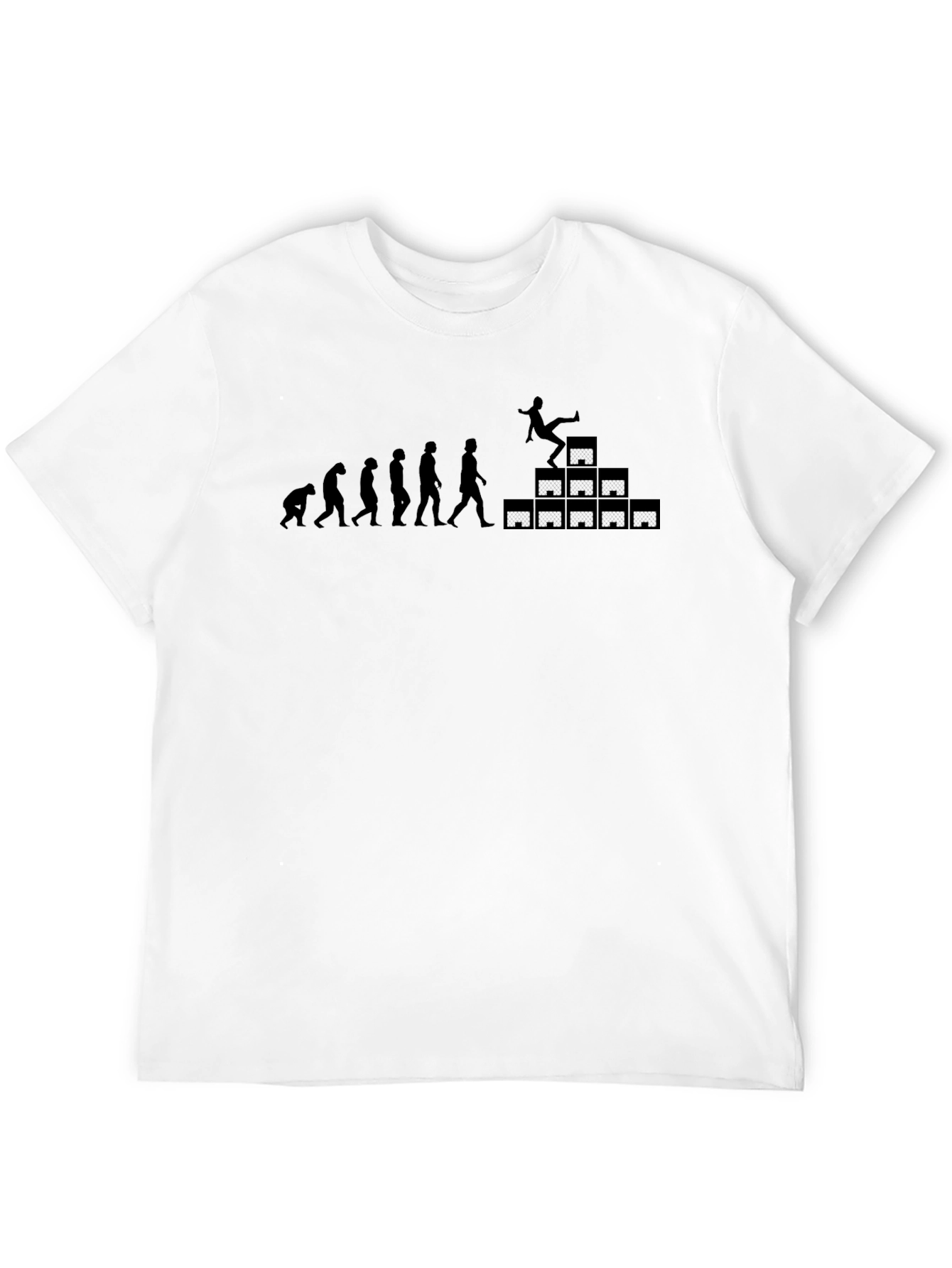 Black Evolution of Falling Off Boxes Funny T-Shirt view 12