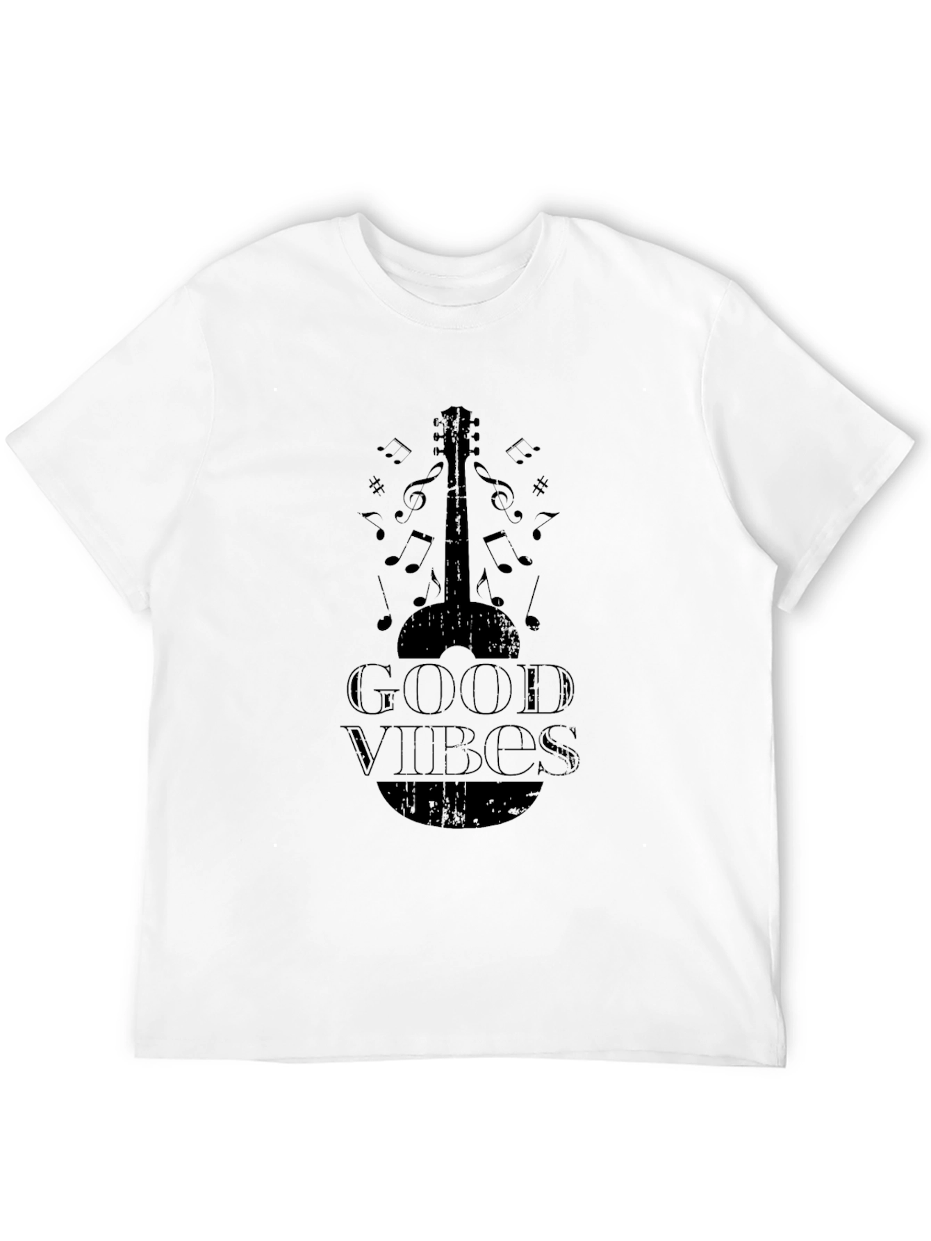 Black Good Vibes Guitar Graphic Tee - Black view 12