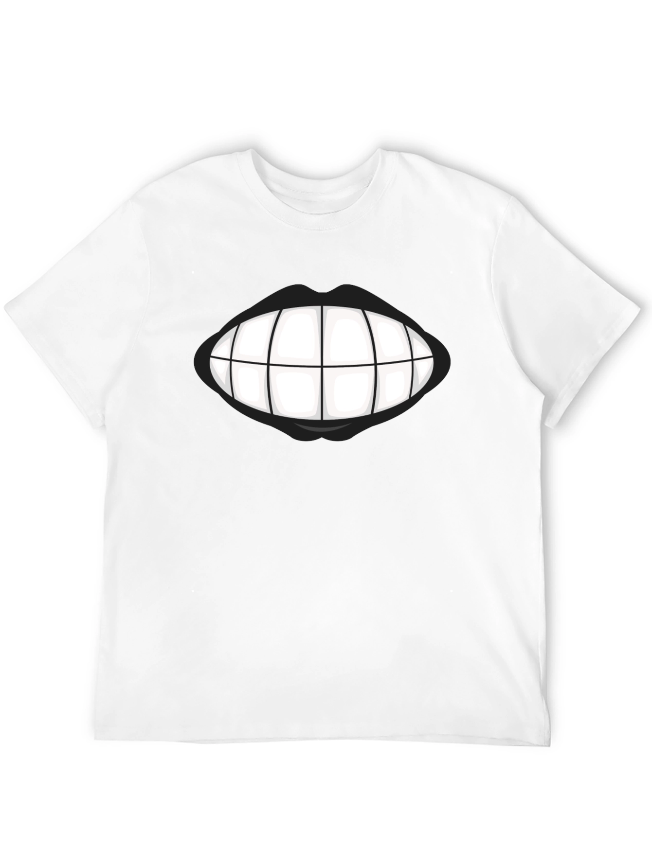 Black Grinning Teeth Graphic Tee - Bold Black T-Shirt view 12