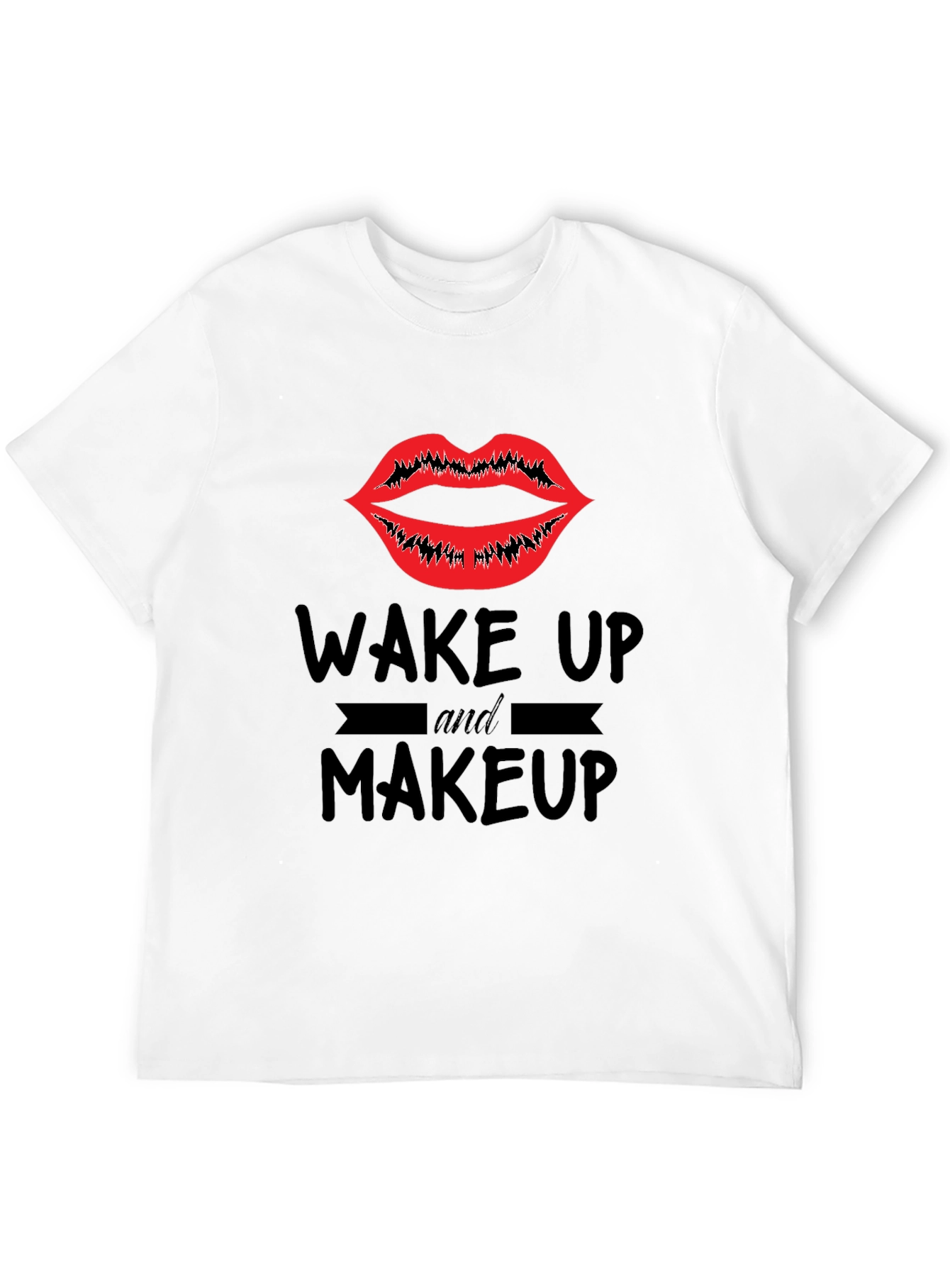 Black Wake Up & Makeup Graphic Tee - Unisex Black T-Shirt view 12