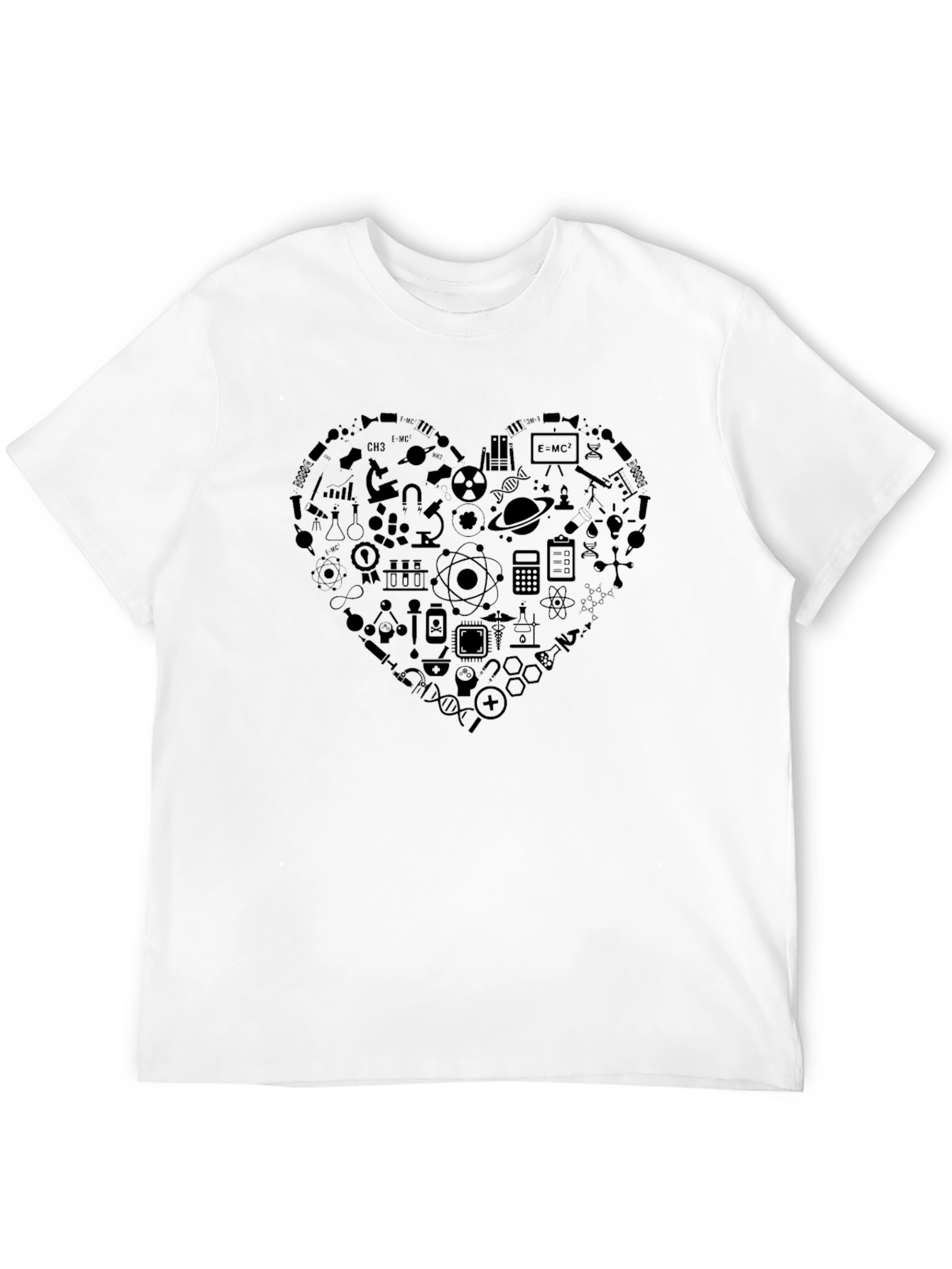 Black Science Heart Graphic Tee - Black Crew Neck T-Shirt view 12