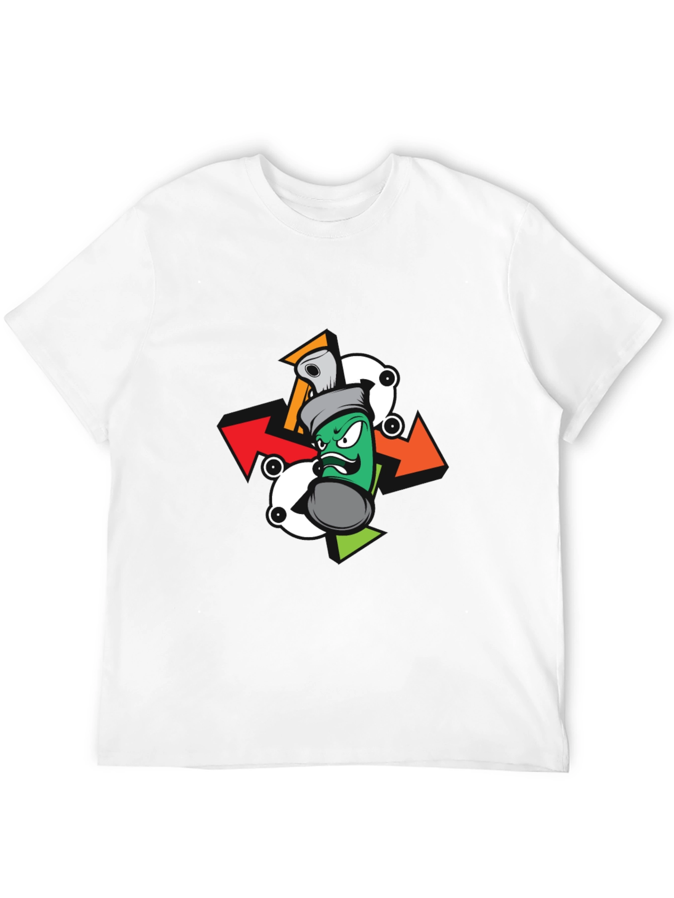 Black Cool Cartoon Spray Can Graphic Tee view 12