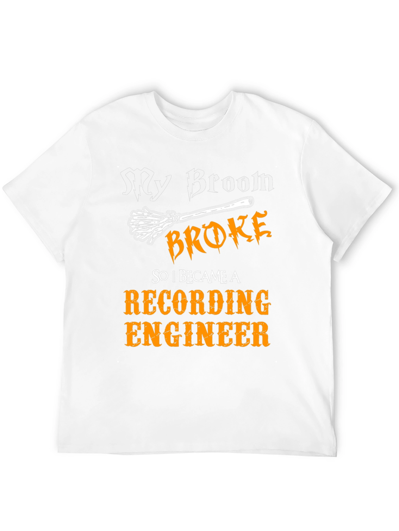 Black Funny Recording Engineer T-Shirt - My Broom Broke view 12