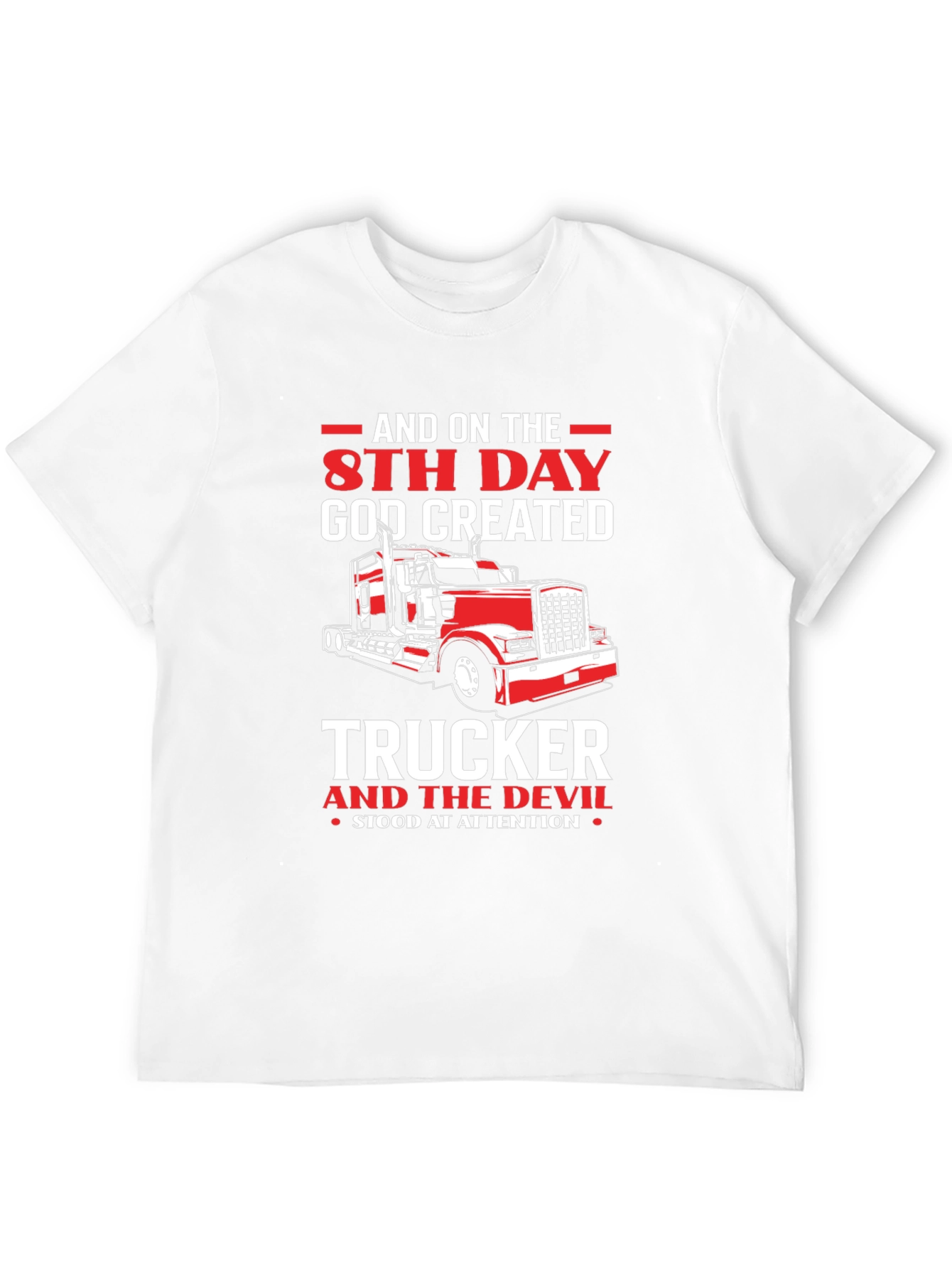 Black Trucker T-Shirt - 8th Day God Created Trucker view 12