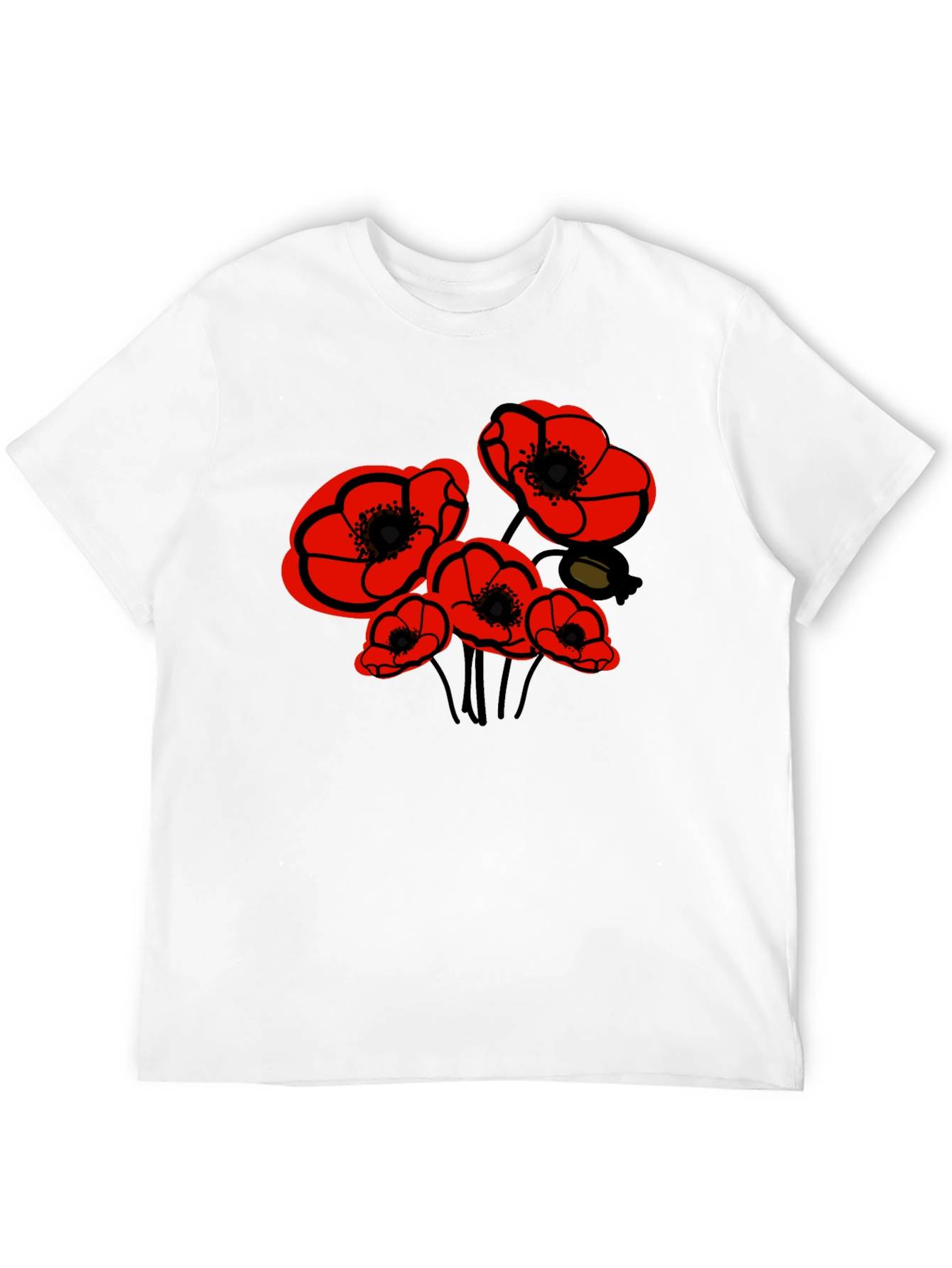 Black Floral Poppy Graphic Tee - Black view 12